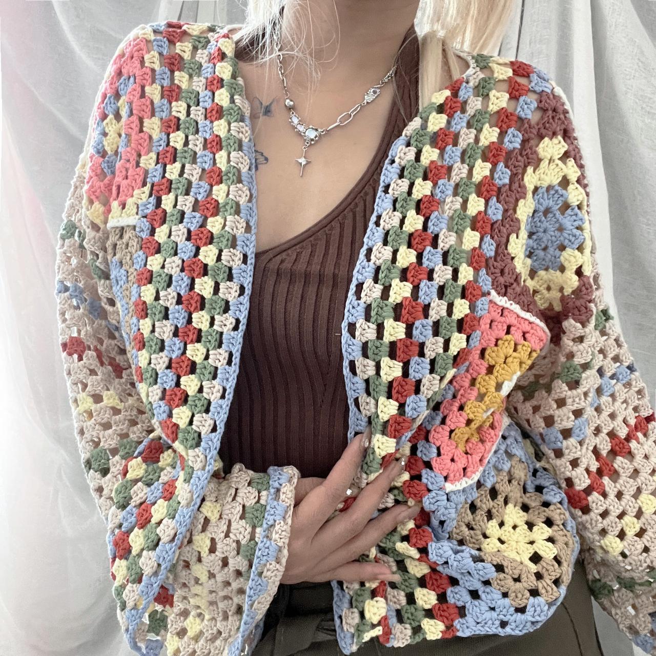 🧡Granny Square Crochet Cardigan🧡 🧡Handknit... - Depop