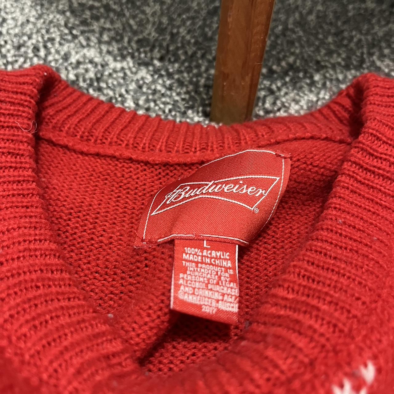 Budweiser sweater - acrylic. Condition 9/10. Size... - Depop