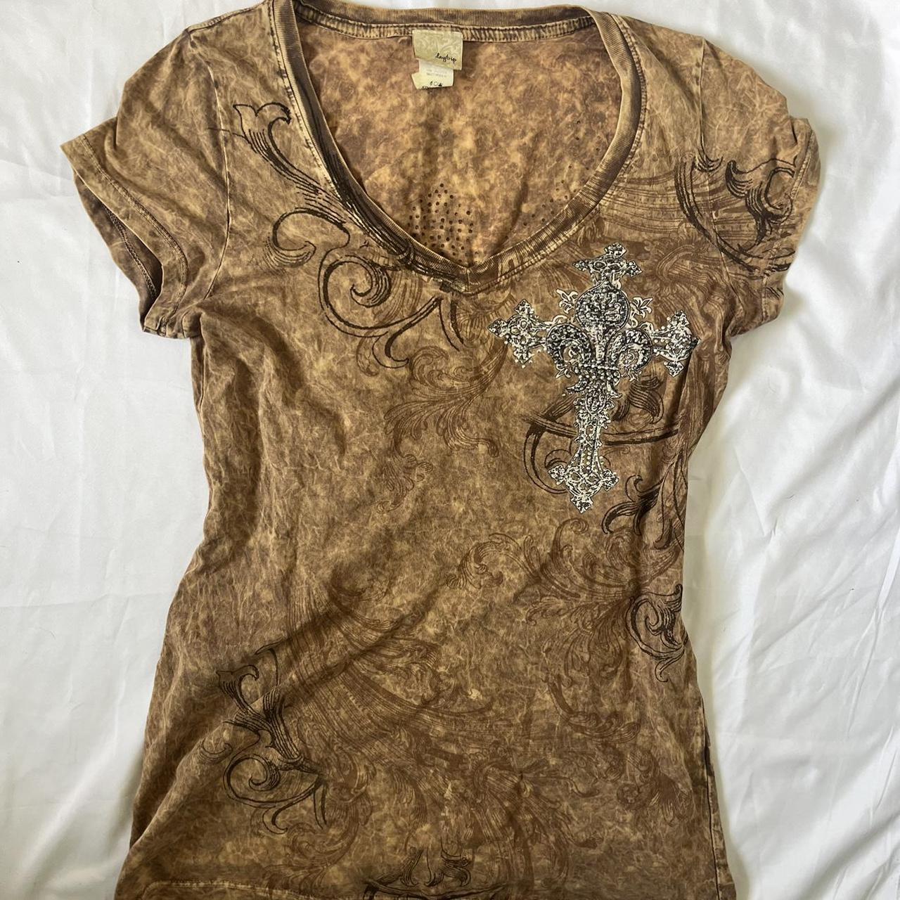 Daytrip Women's Tan and Brown T-shirt (2)