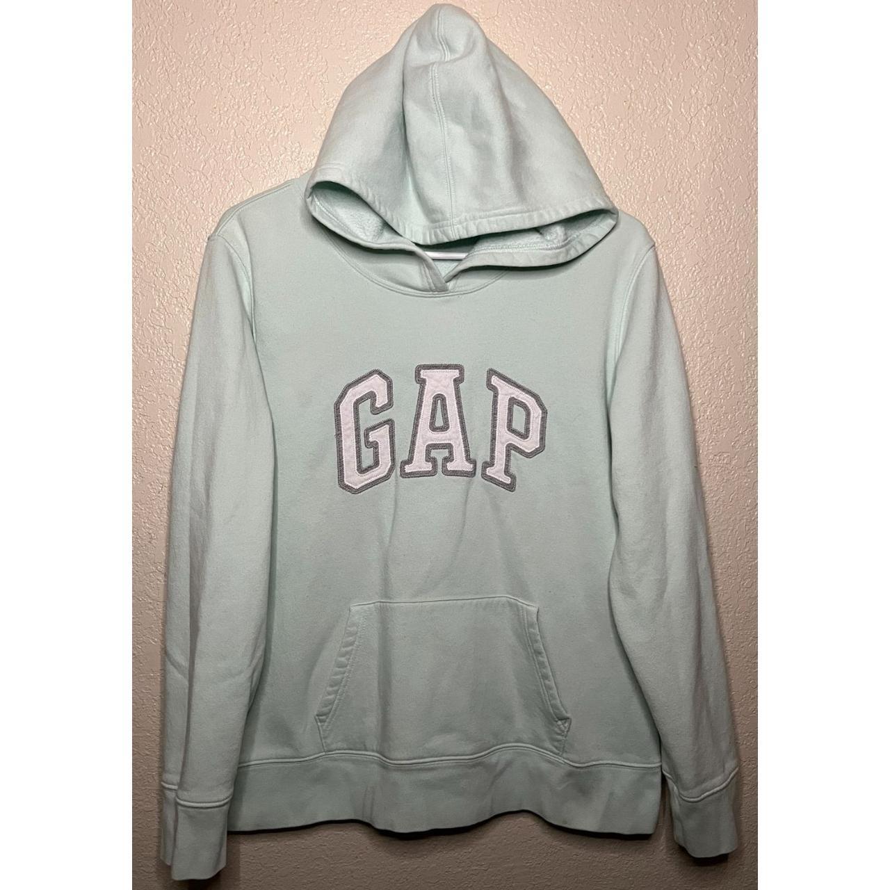 Gap Light Seafoam Green Logo Hoodie 54023 Women's... - Depop