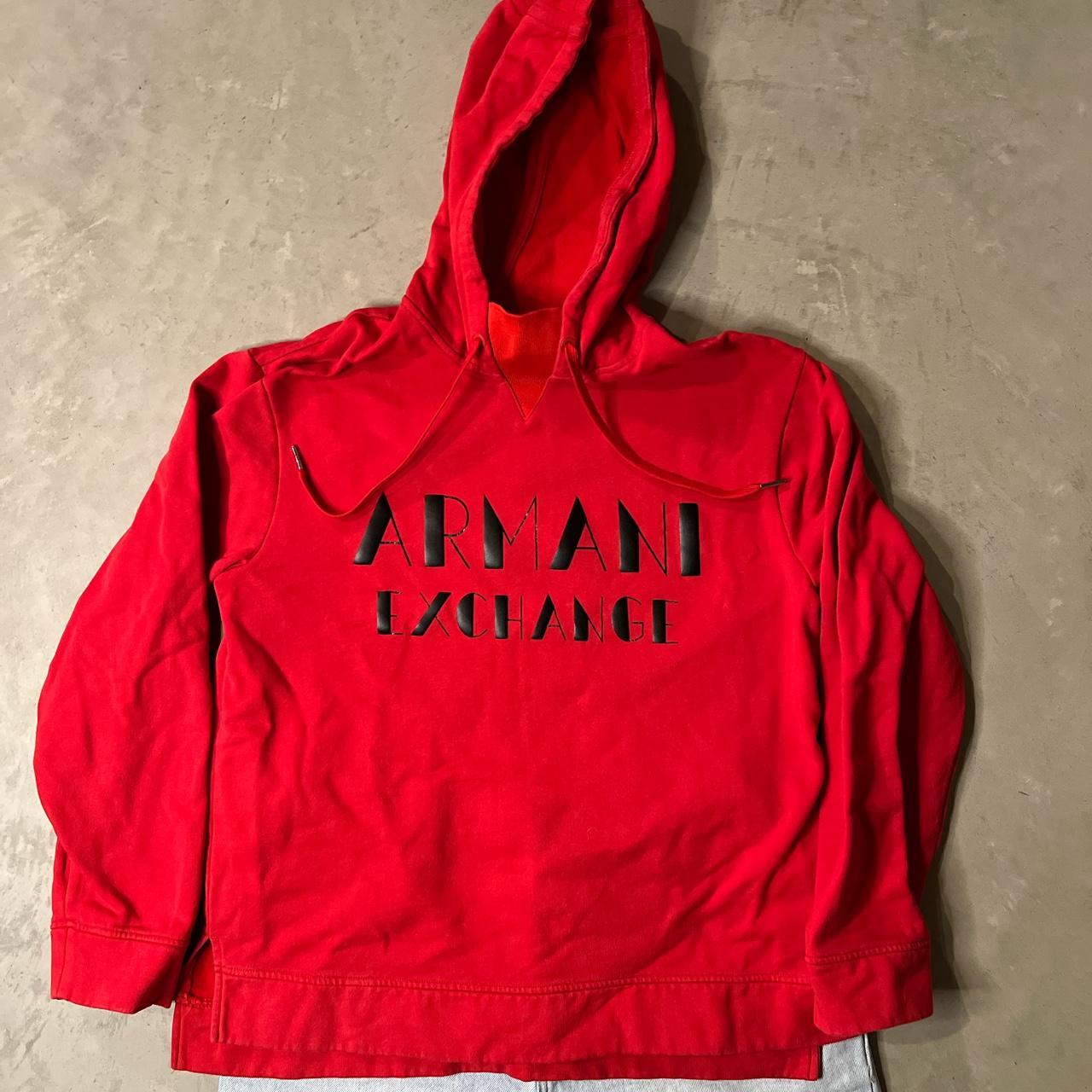 2019 Armani Exchange Red Hoodie Sweatshirt in great... - Depop