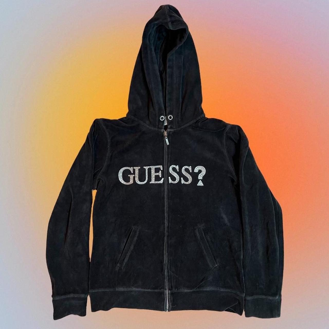 Guess Women's Black and Silver Hoodie