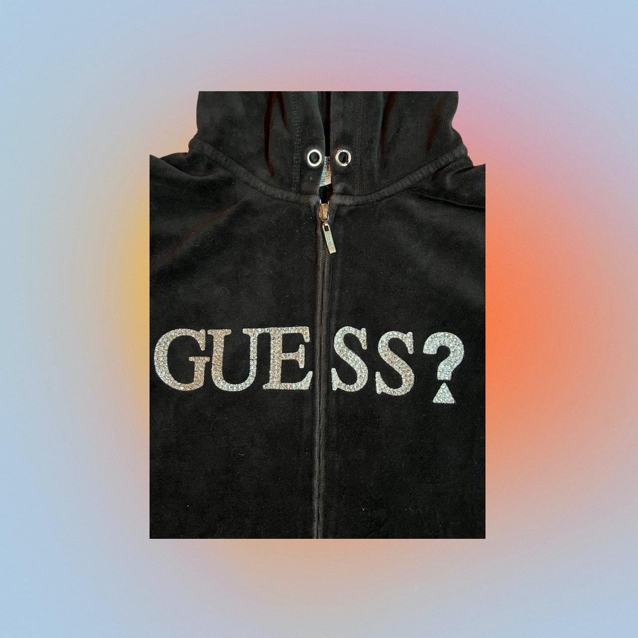 Guess Women's Black and Silver Hoodie (3)