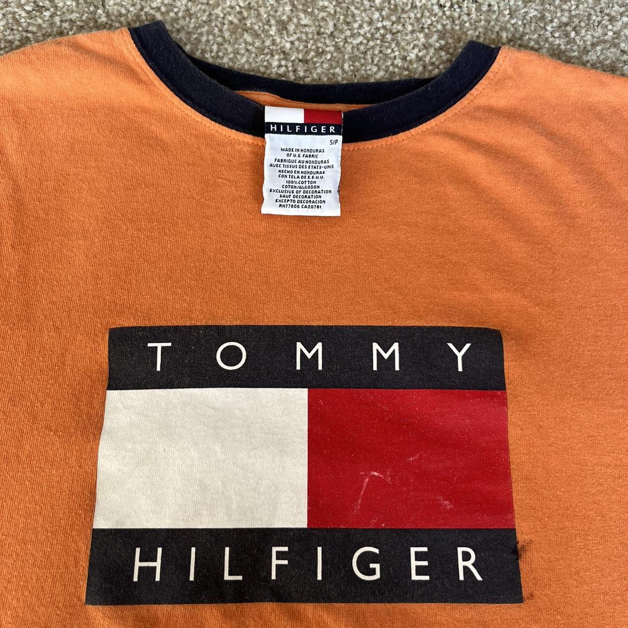 Orange Tommy Hilfiger t shirt, vintage Tommy... - Depop