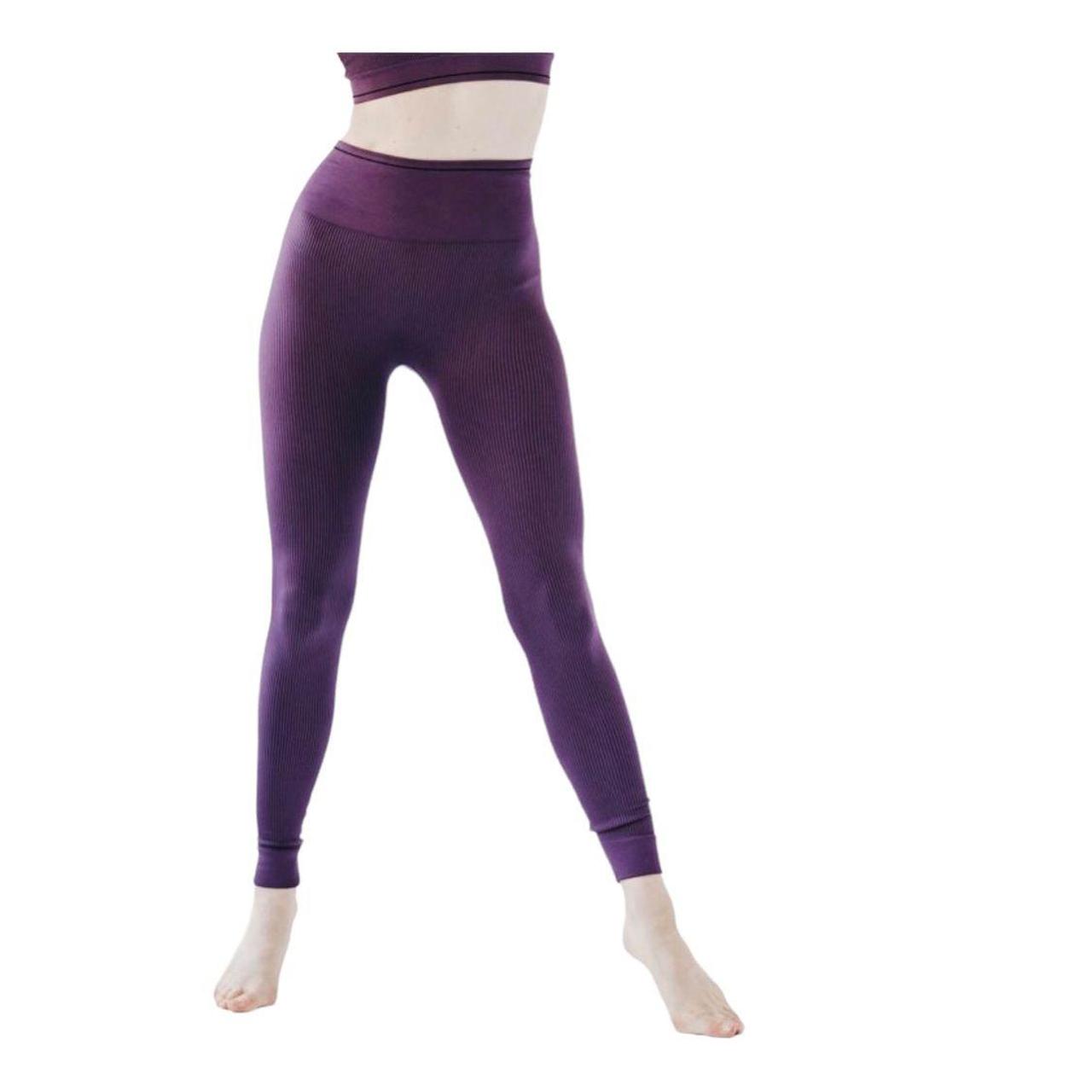 Womens Ribbed Seamless Leggings High Waisted For Exercise Gym Workout Yoga  Running by MAXXIM Purple X-Large 