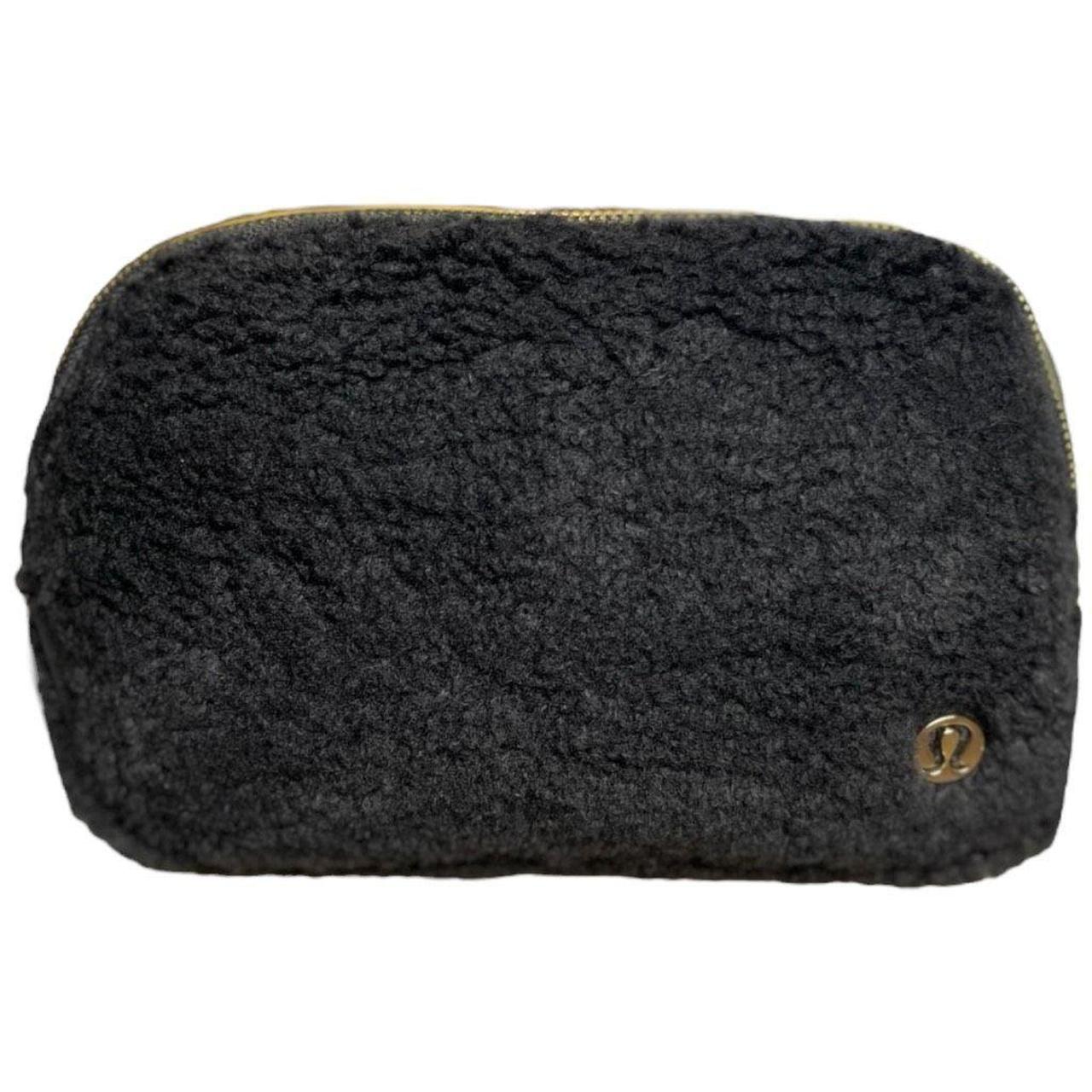 black sherpa lululemon fanny pack with gold - Depop