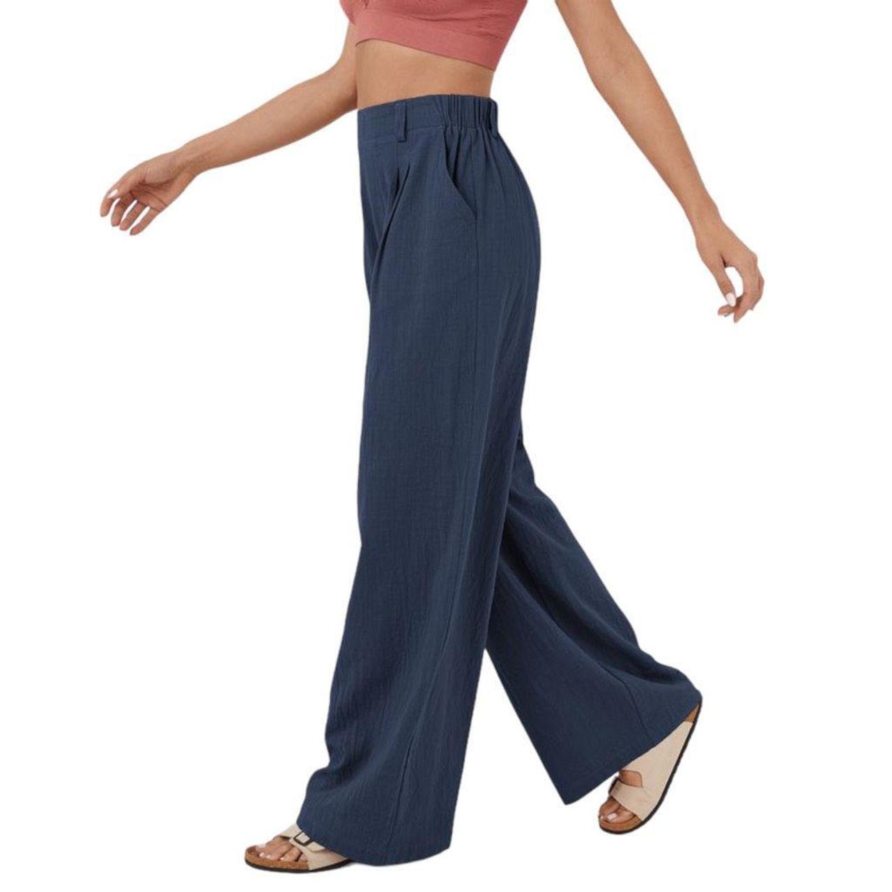 Women's High Waisted Plicated Side Pocket Wide Leg Flowy Solid