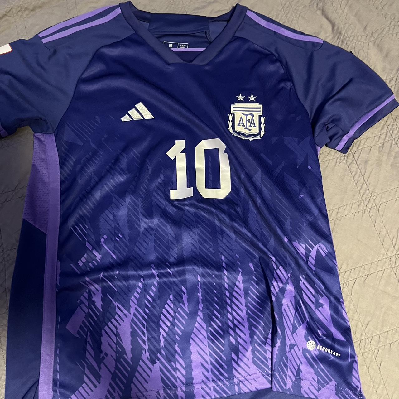 Argentina Away Soccer Jersey Messi #10 World Cup - Depop