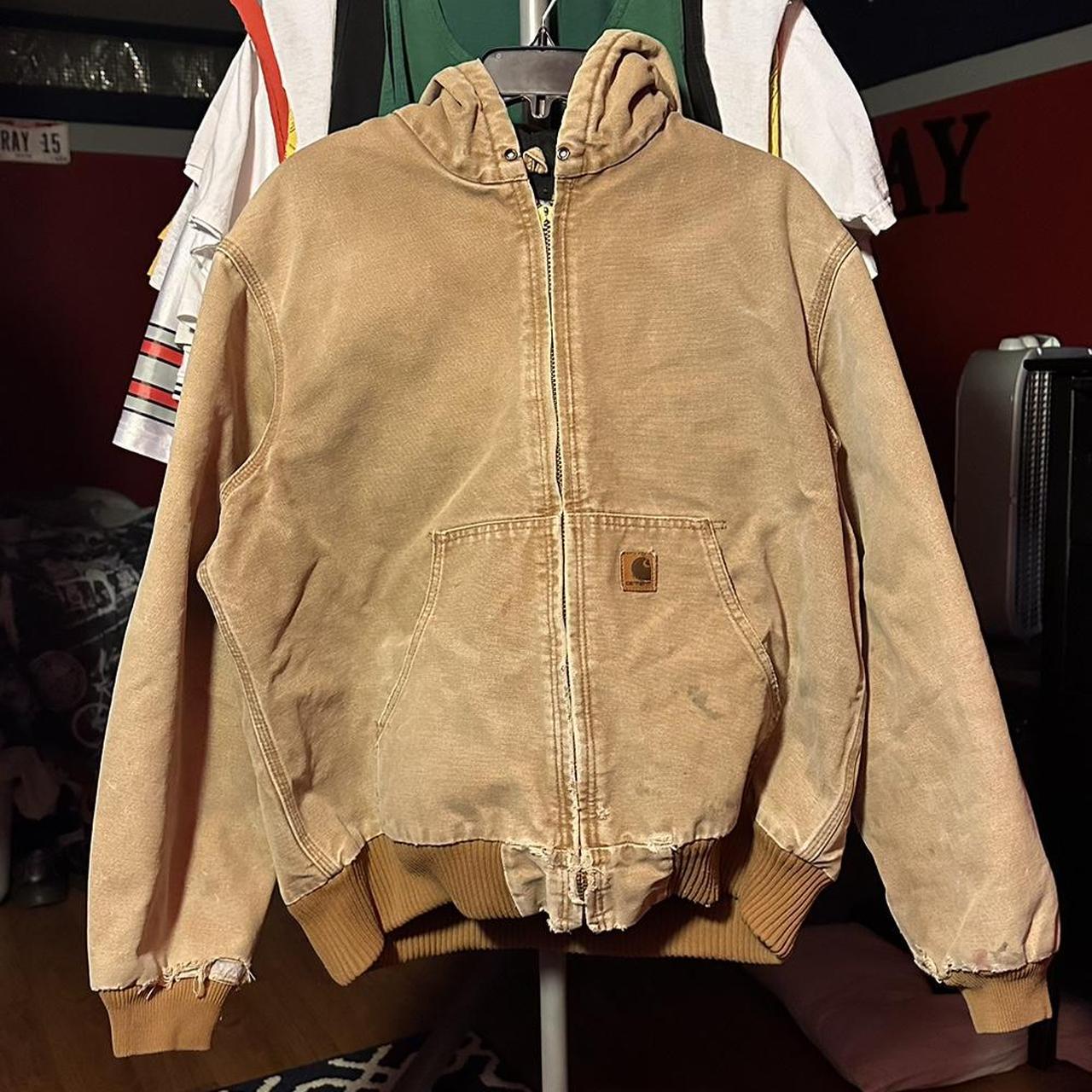 Vintage 1990s Tan Carhartt Detroit J130 BRN... - Depop