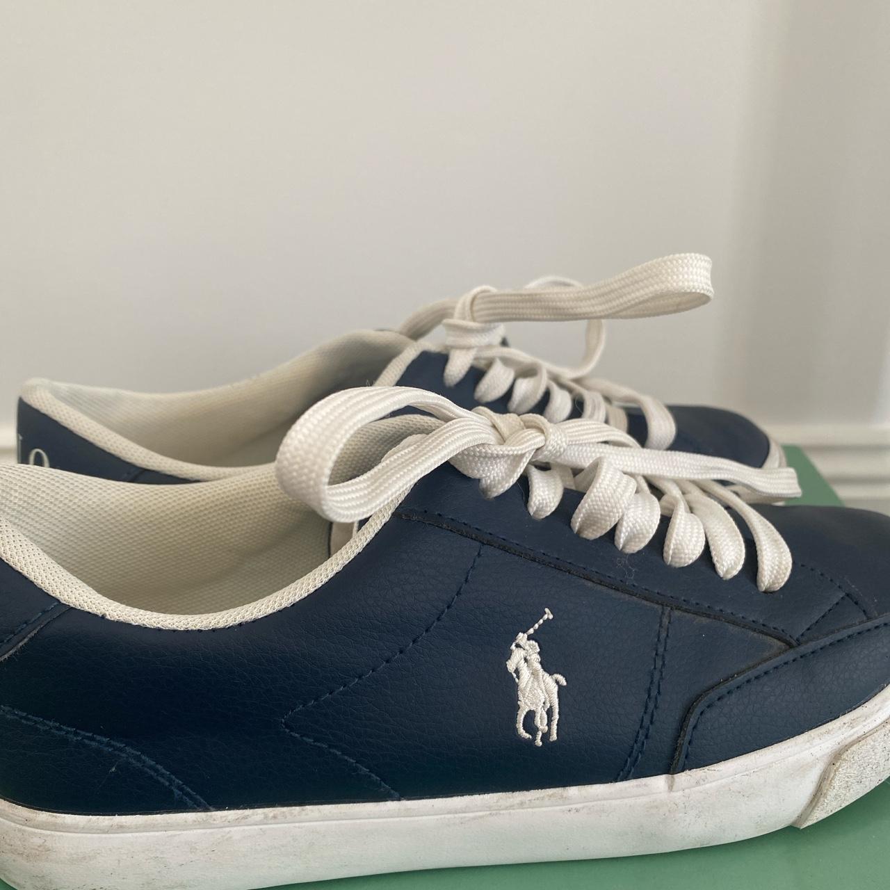 Polo Ralph Lauren Navy and White Kids Sneakers Depop