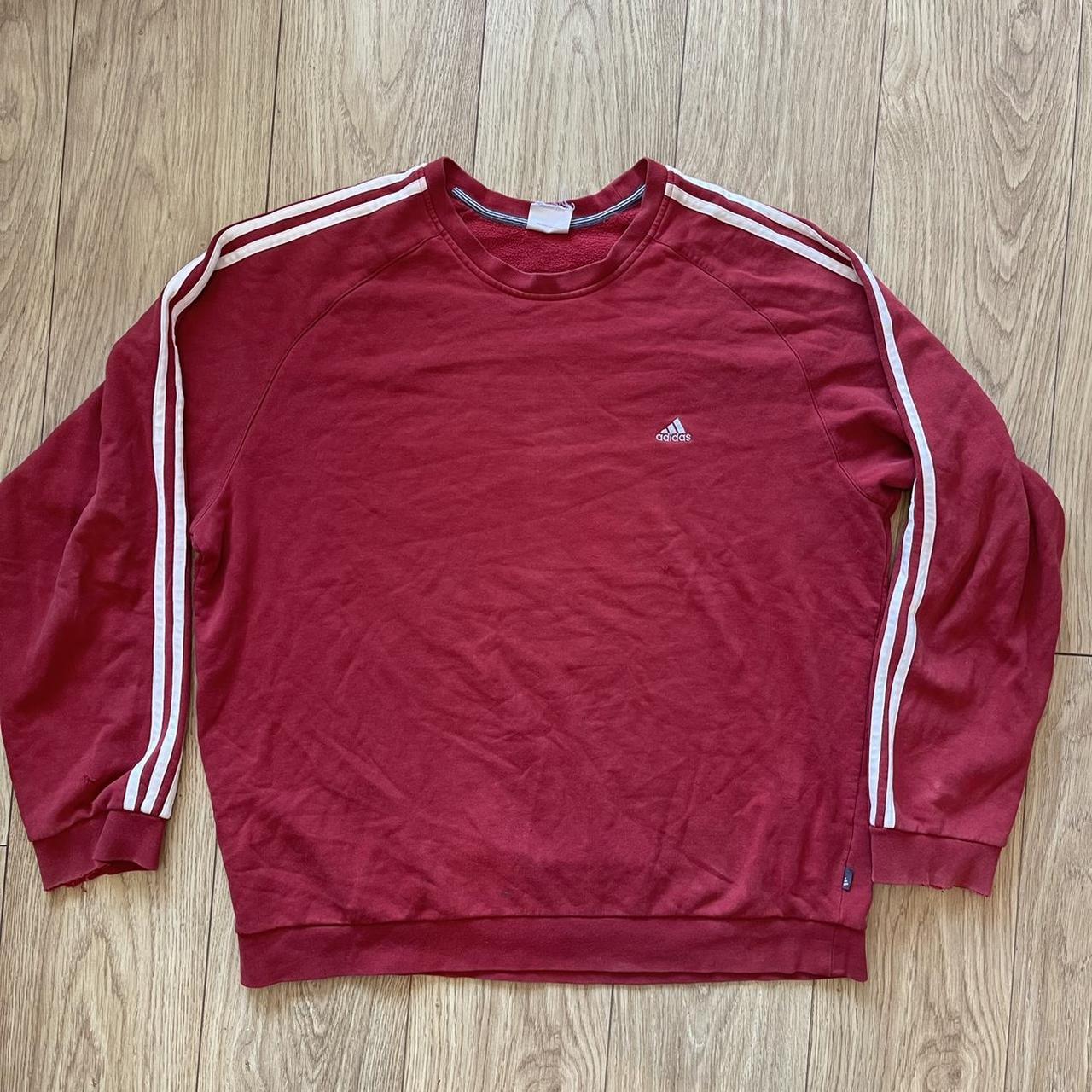 Adidas sweatshirt in estimated size XXL Red... - Depop