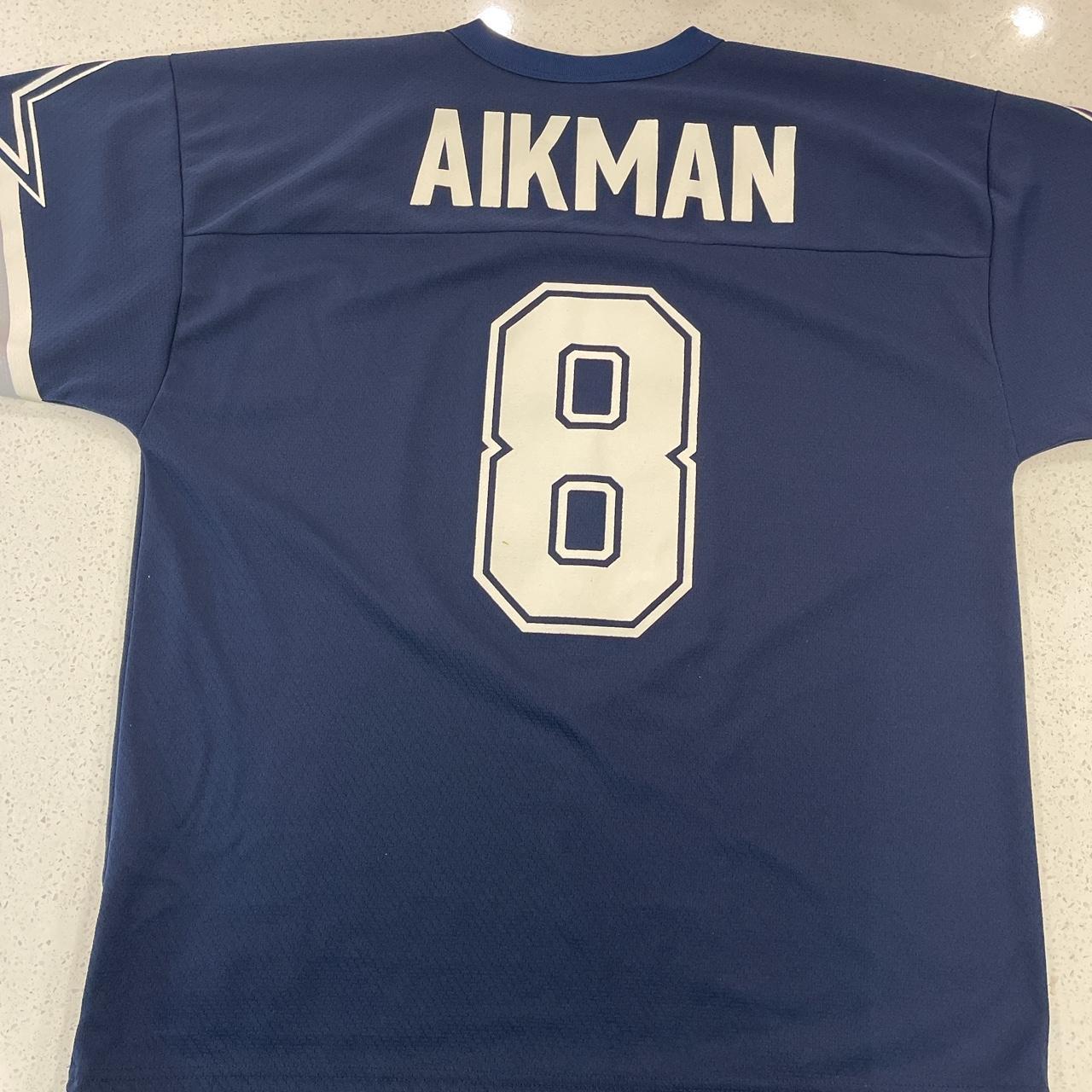 90s dallas cowboys troy aikman logo 7 football jersey size xl