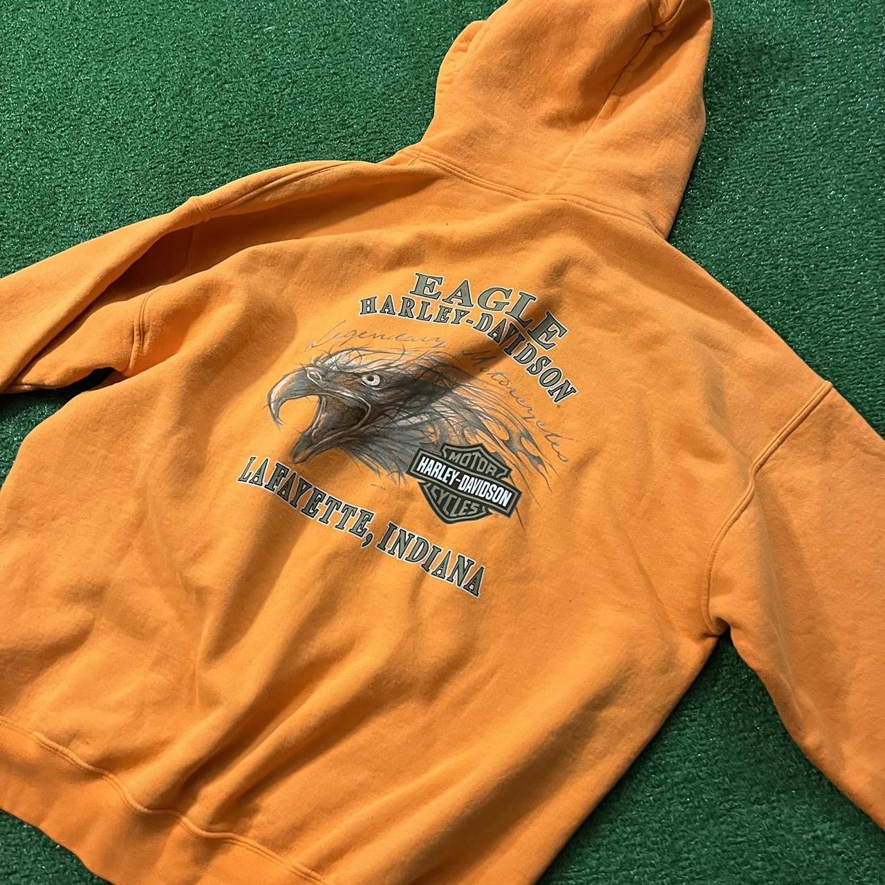 Vintage Y2K Orange/Camo Harley Davidson Lafayette... - Depop