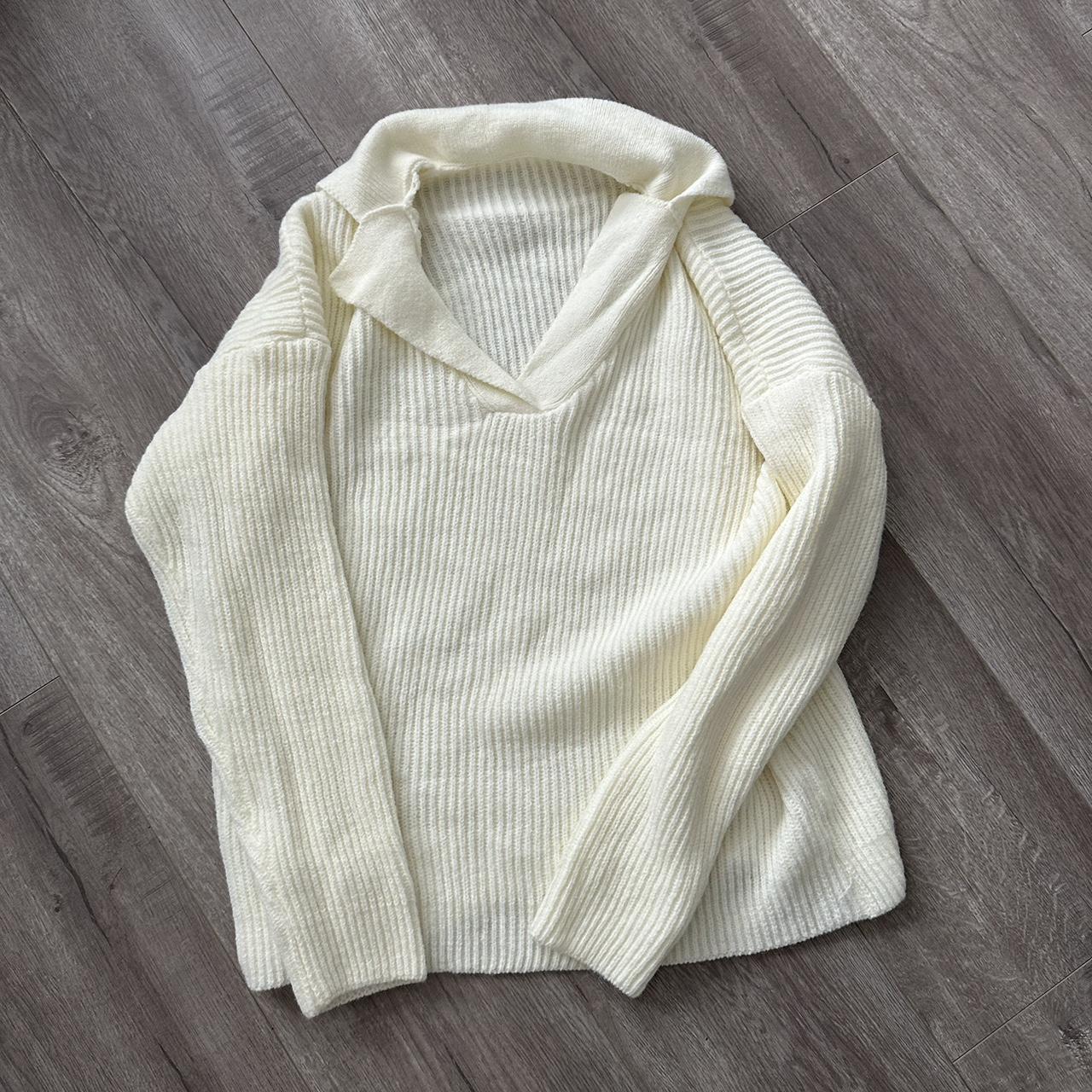 CREAM COLLAR KNIT SIZE SMALL brought from Japan Depop