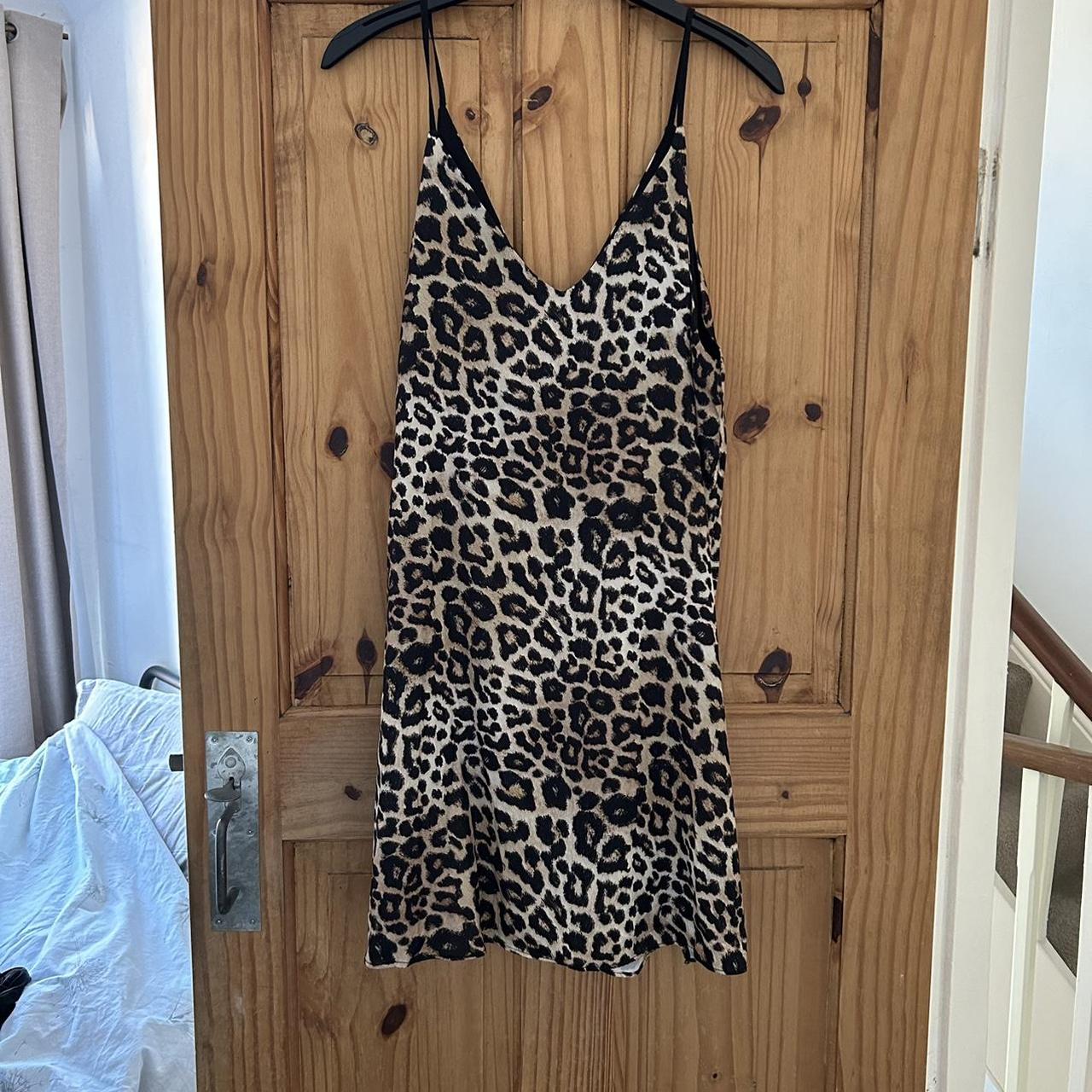 Leopard print slip dress. Worn. Size large.... - Depop