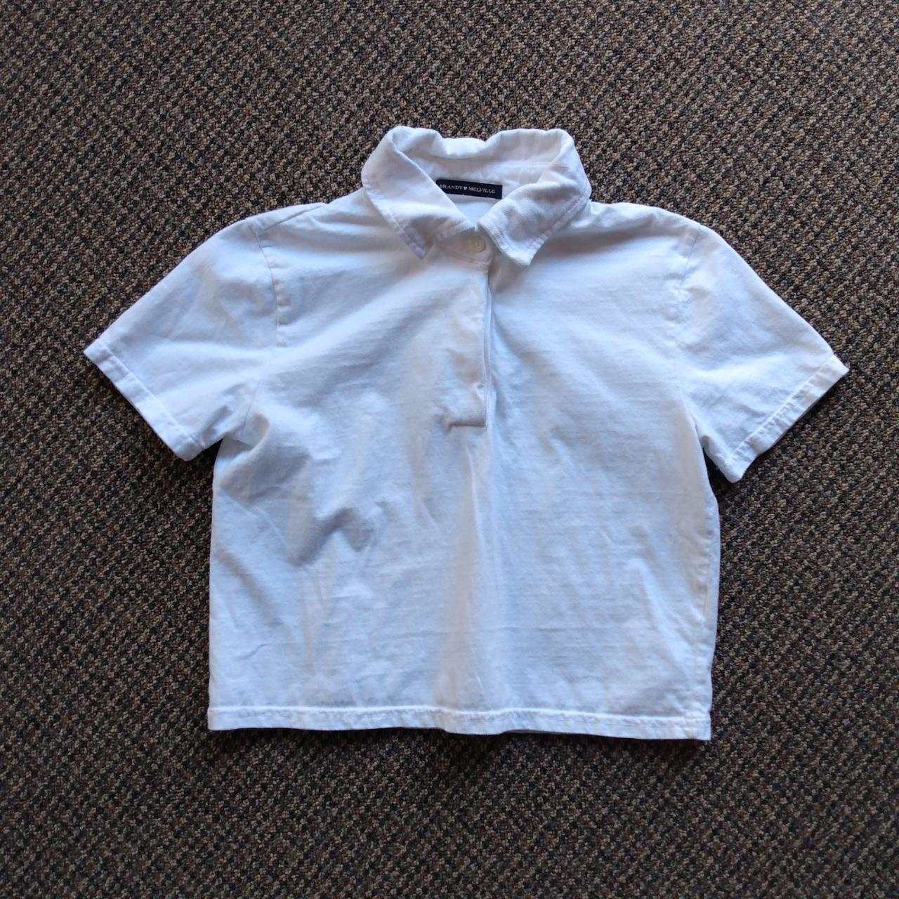 brandy melville cropped white polo shirt Dimensions. Depop