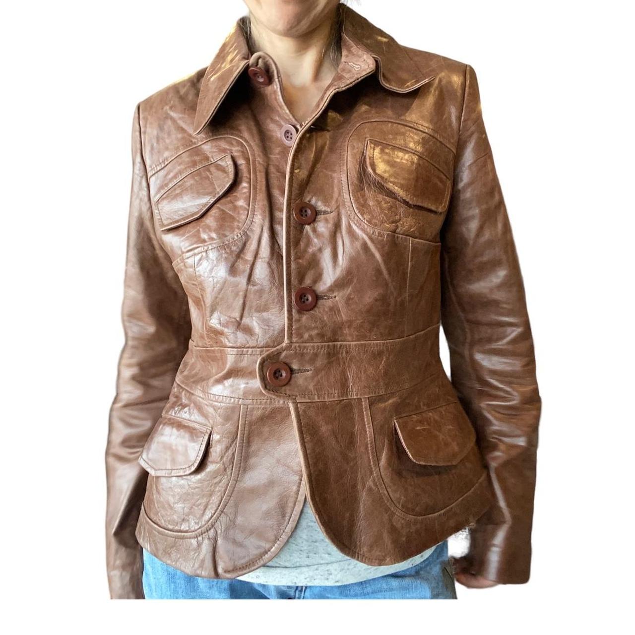 Vtg \id collection Leather Jacket Boho Retro Y2K 70s...