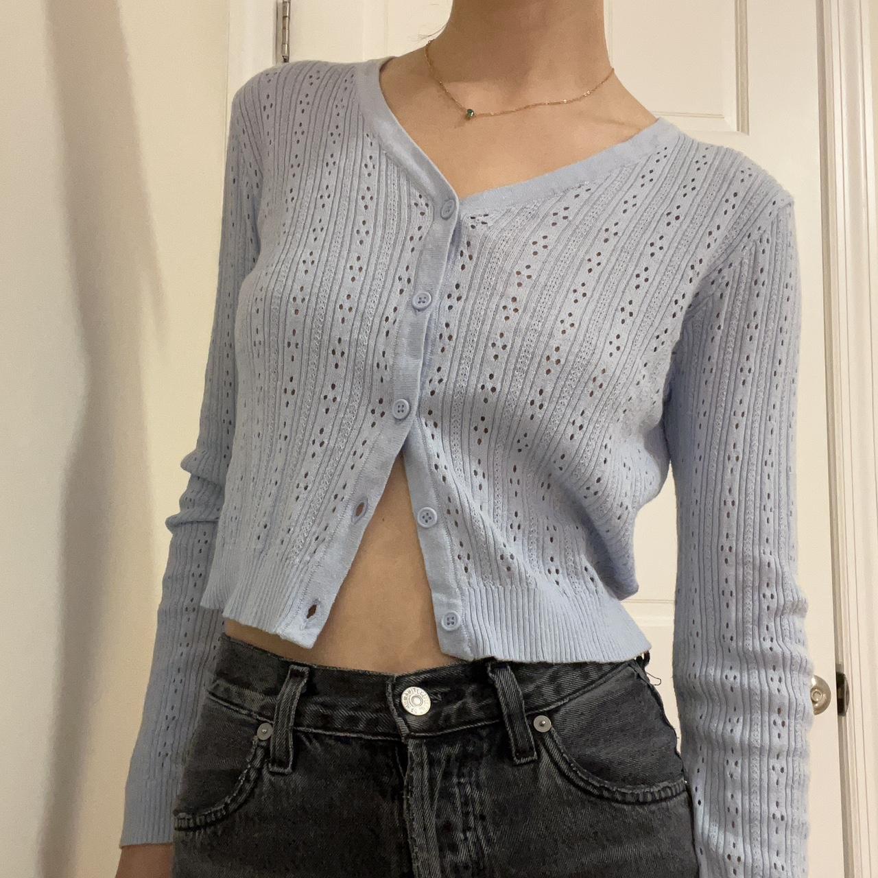 Zoe Cable Brandy Melville Cable Knit Cardigan Blue Universal