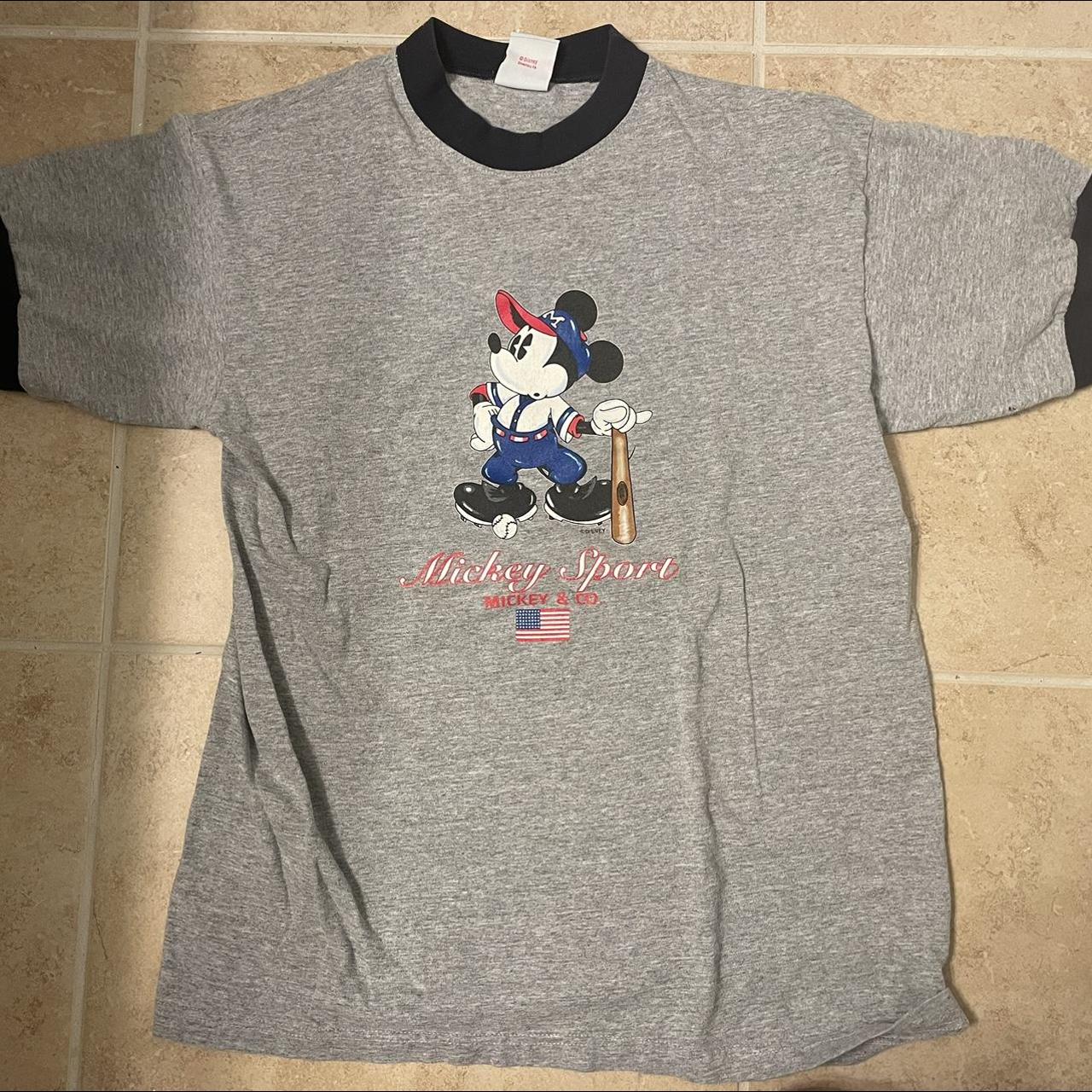 Disney Men's Grey and Navy T-shirt | Depop