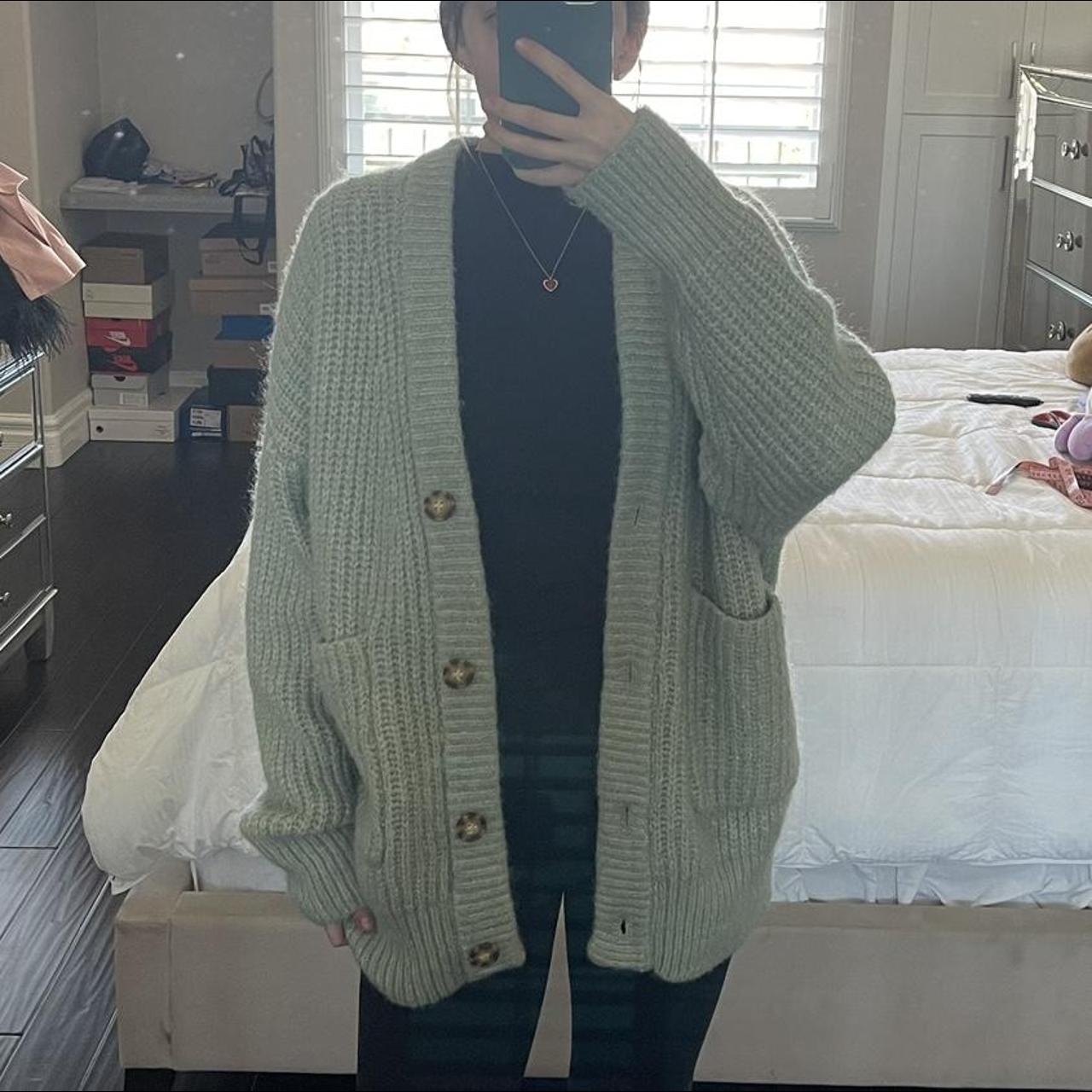 Zara Green Cardigan Mint Cardigan Zara ZARA KNITTED WOOL CARDIGAN Sage - Main Image