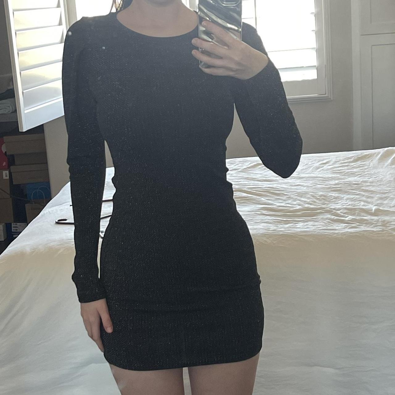 black sparkly mini dress with slight puffed... - Depop