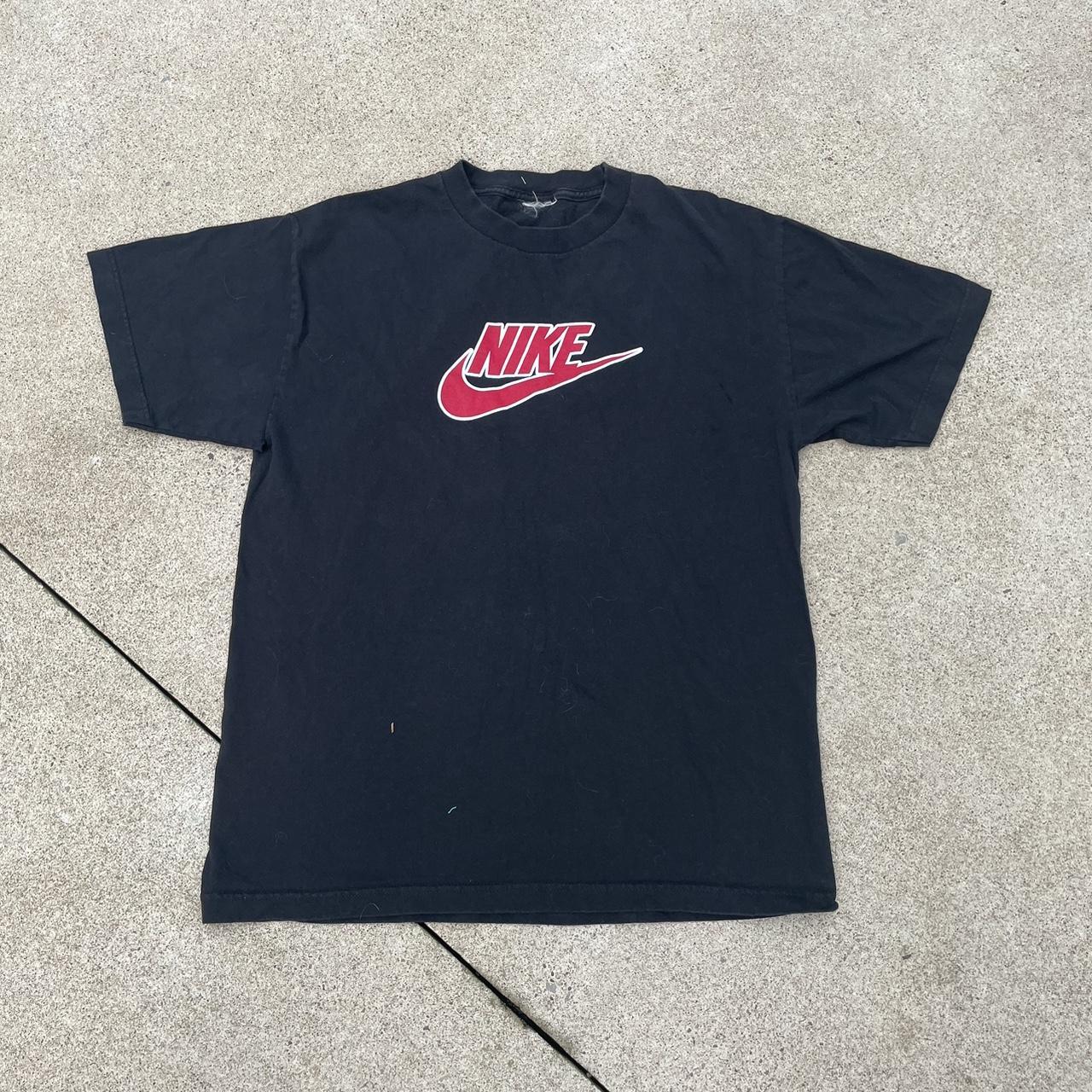 Vintage Mens Black Nike Logo T Shirt Small Tear Depop 5812