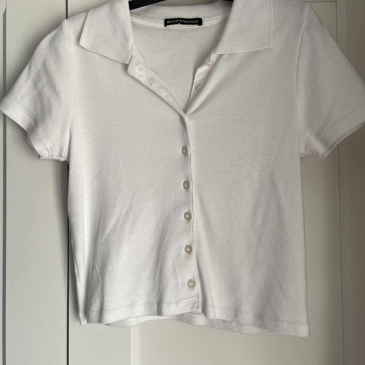 Brandy Melville Women's White Polo-shirts | Depop