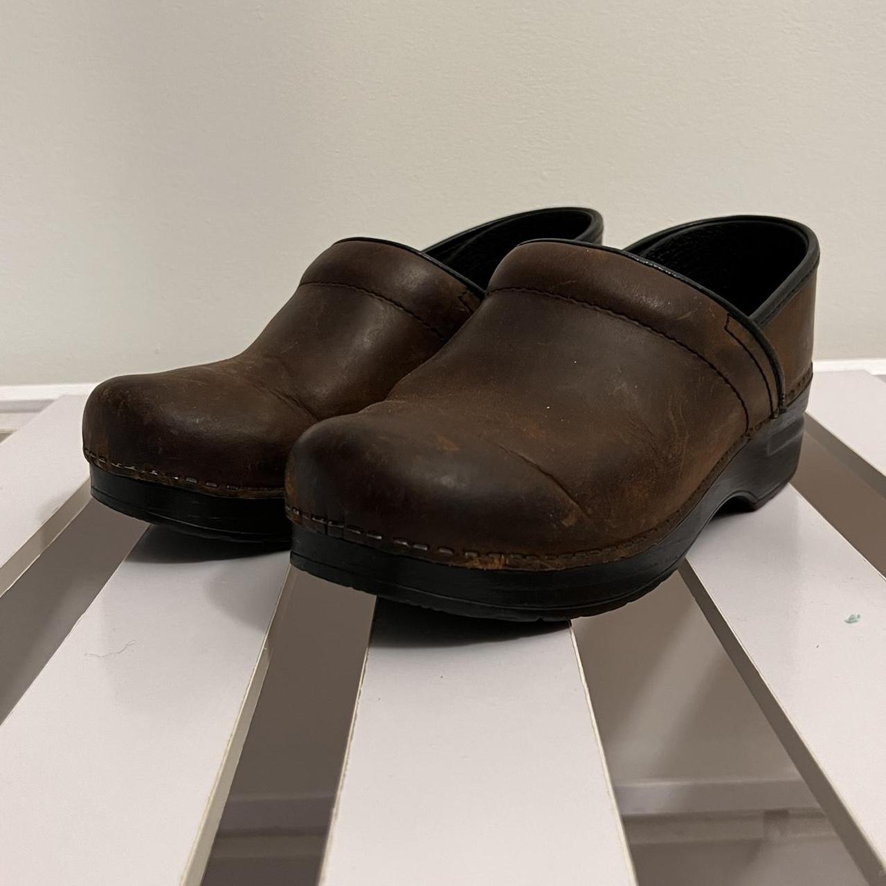 Dansko clogs cheap brown oiled leather