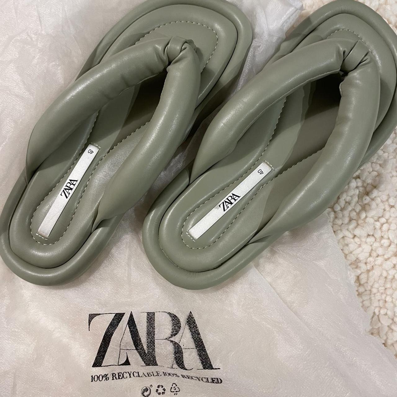 Zara Women's Green Sandals | Depop