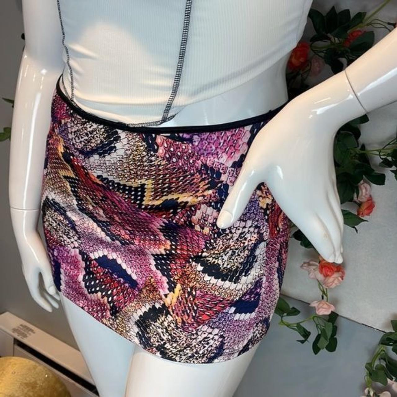 Snake Skin Print Micro Mini Skirt Pink Elastic... - Depop