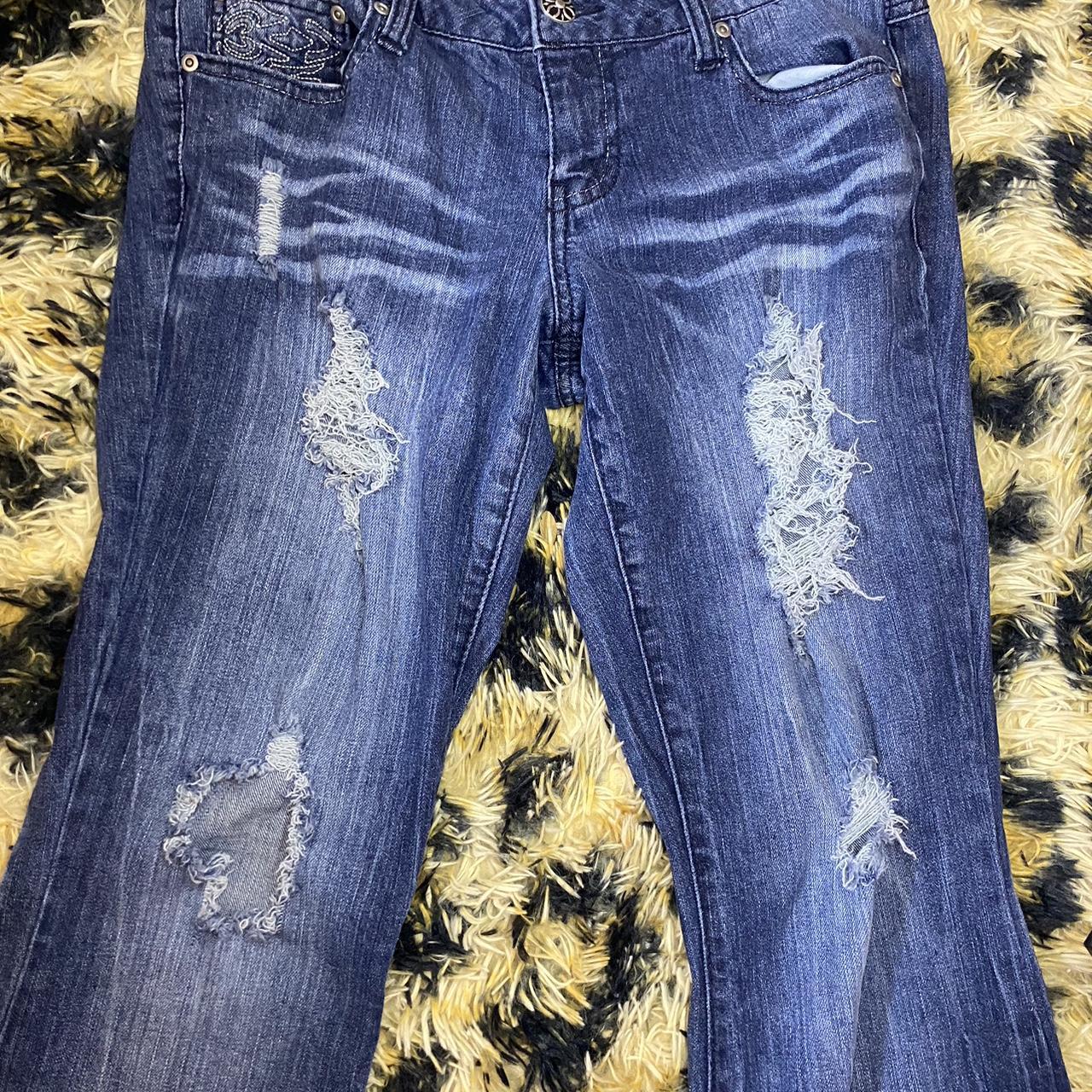 Y2k emo baddie bootcut mudd graphic jeans - Depop