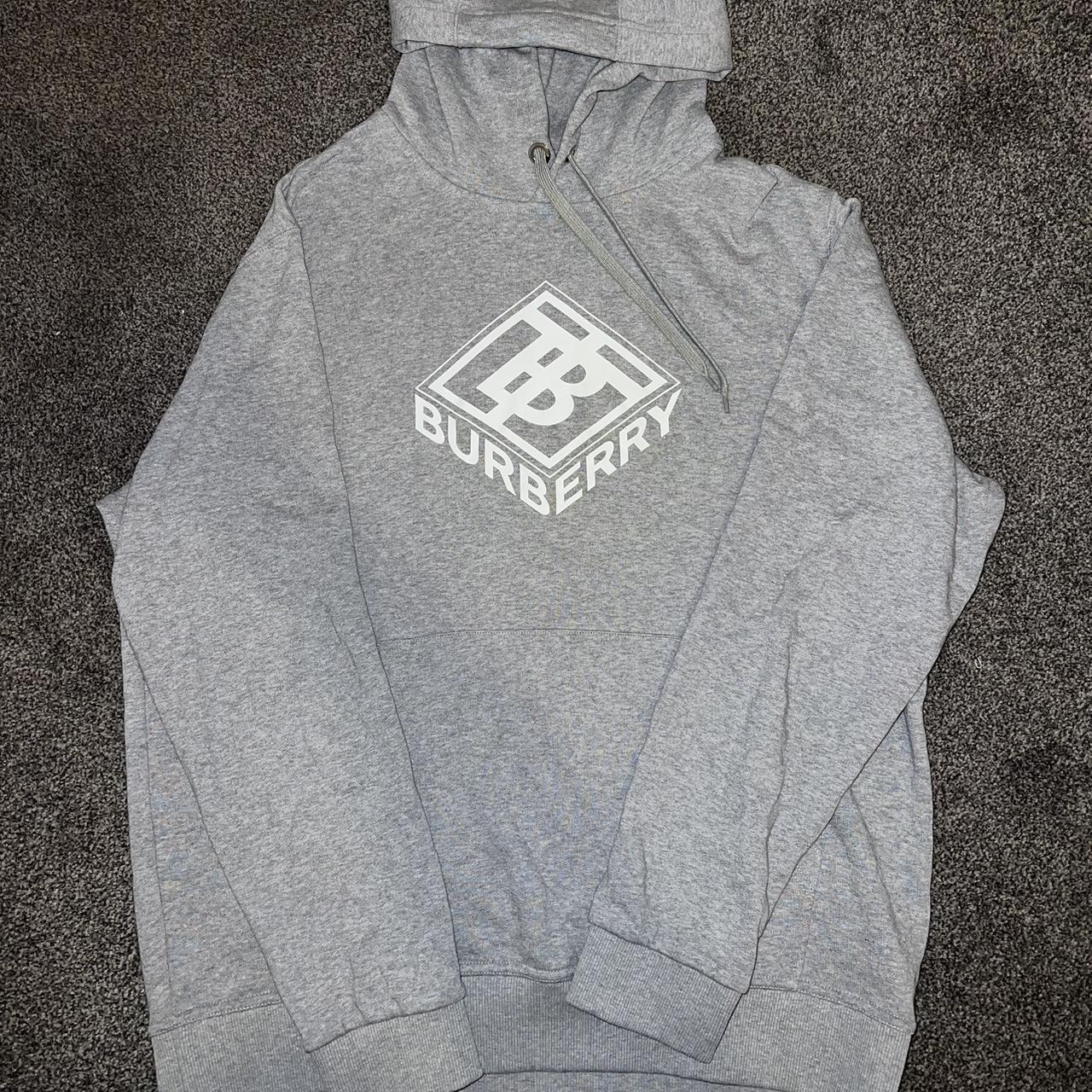 Grey burberry hoodie online mens