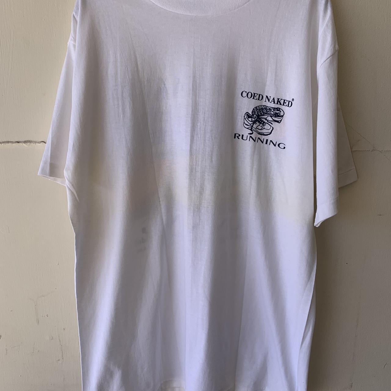 90s Co-Ed Running T-shirt Color: White Size: L (Can - Depop