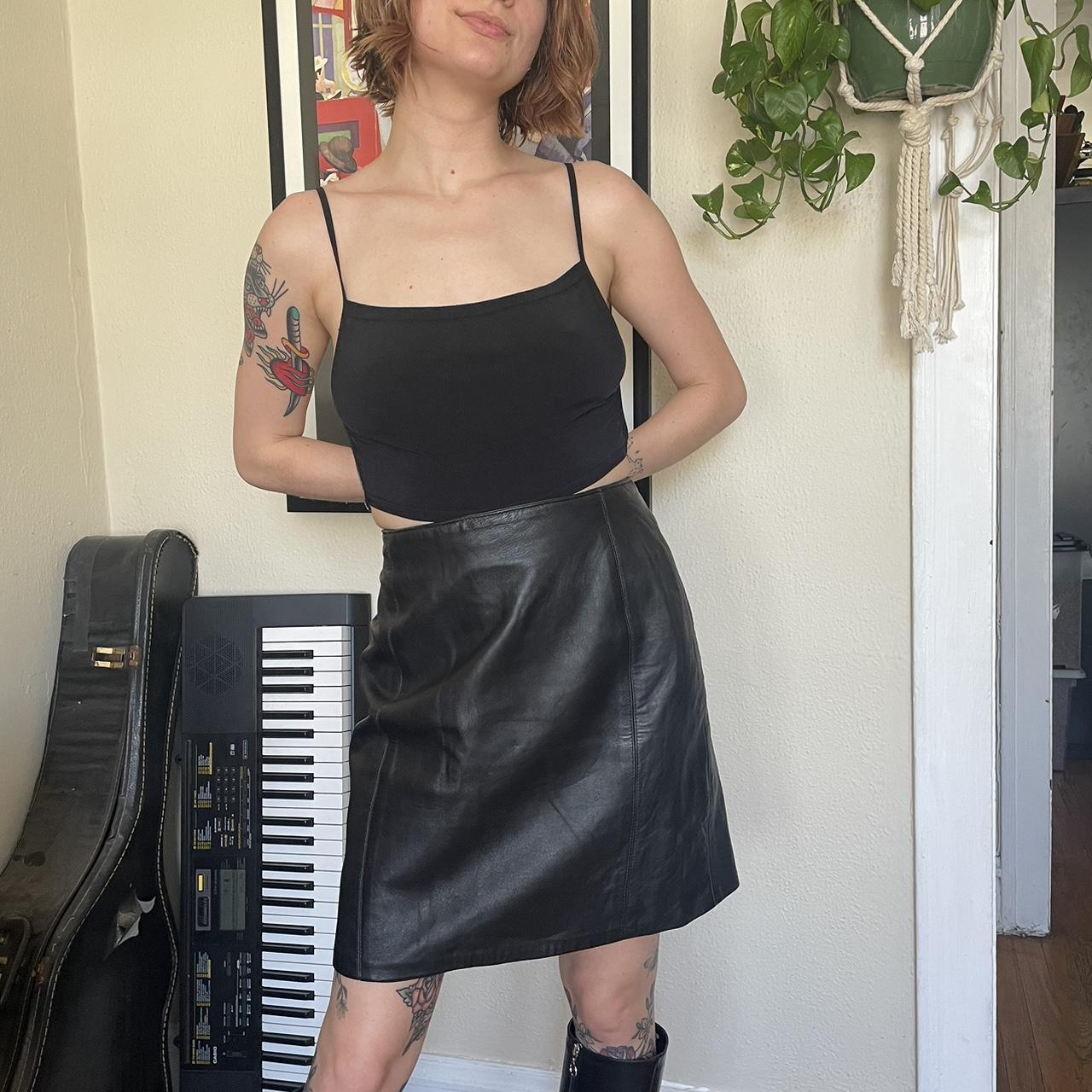 Vintage leather skirt I'd style this up to wear out | Depop
