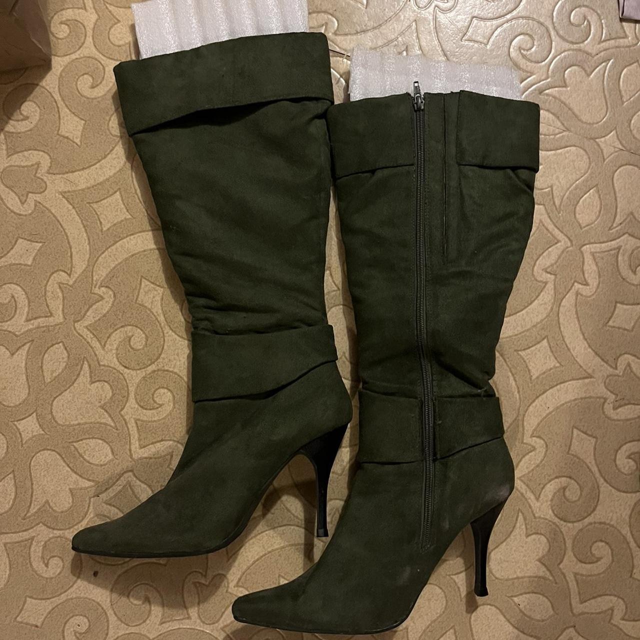 Olive green shops heel boots