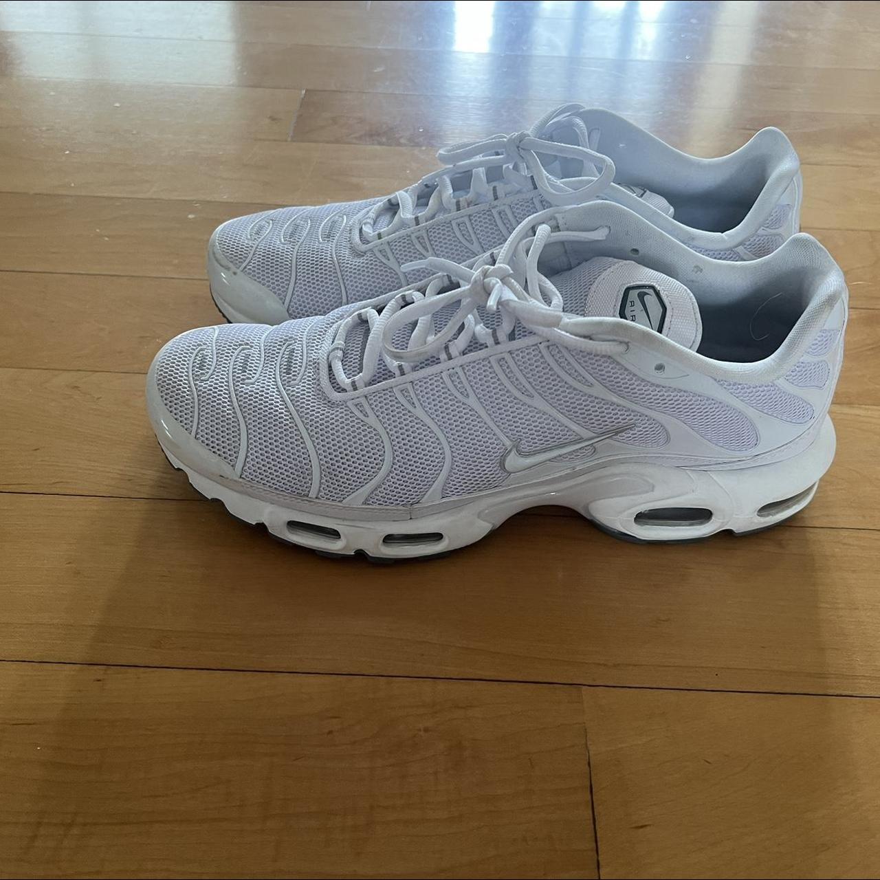 Air Max Plus White Size 9.5 Worn Twice, 10 10 - Depop