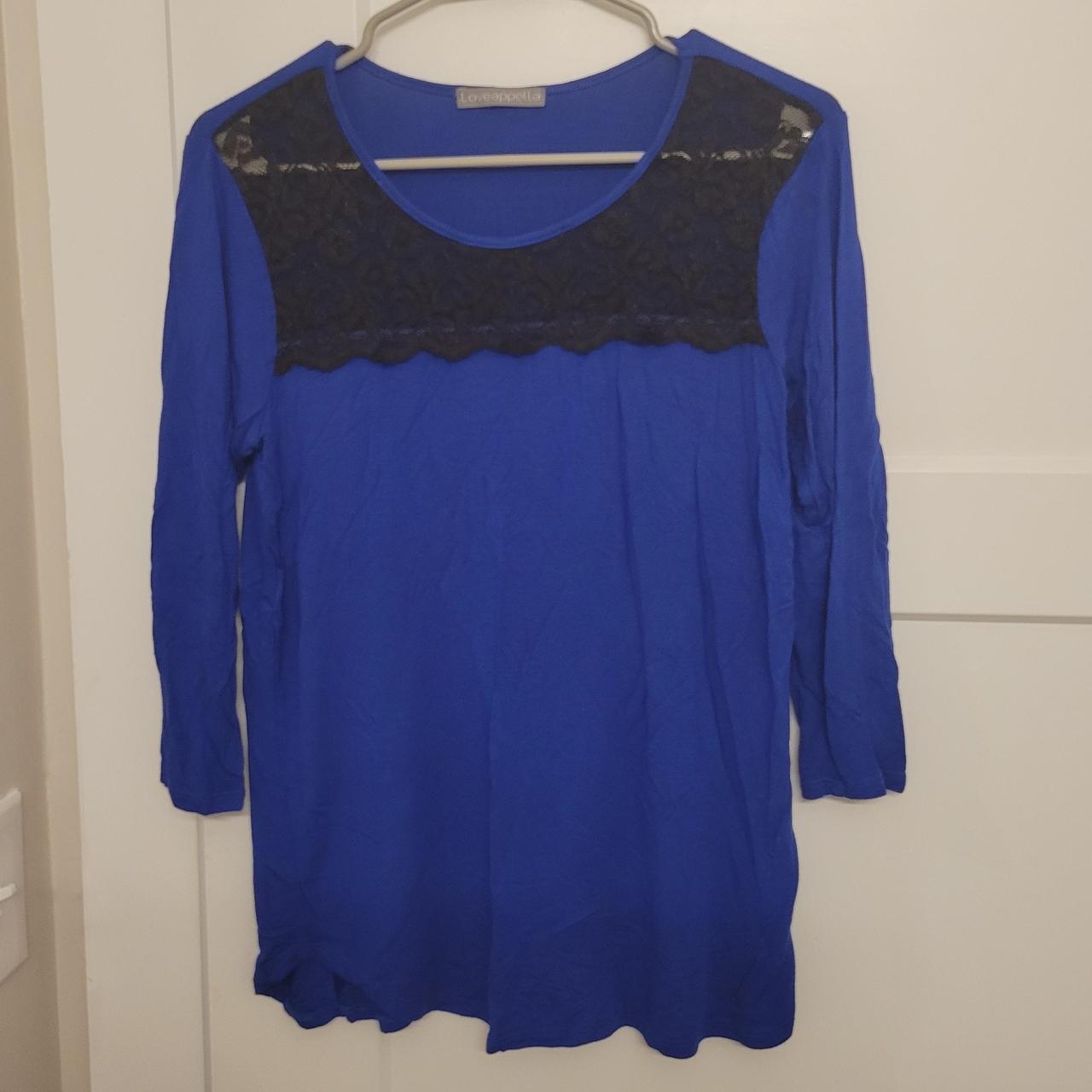 Loveappella blue and black lace blouse Received in... - Depop