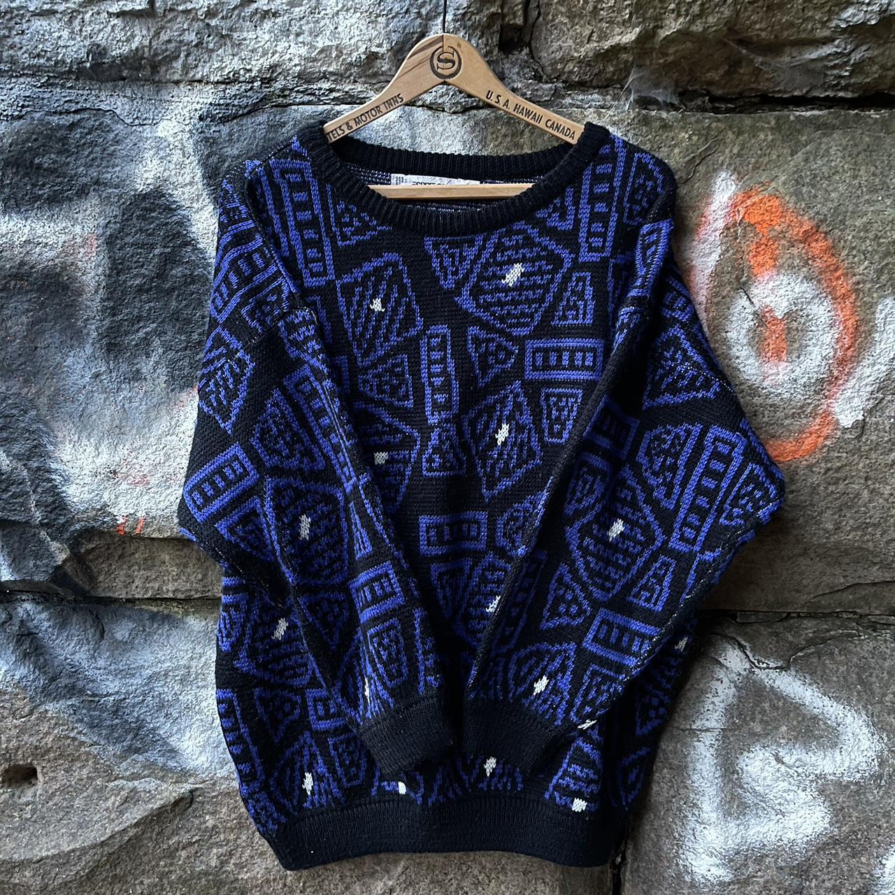 Espirit Women's Black and Blue Jumper | Depop