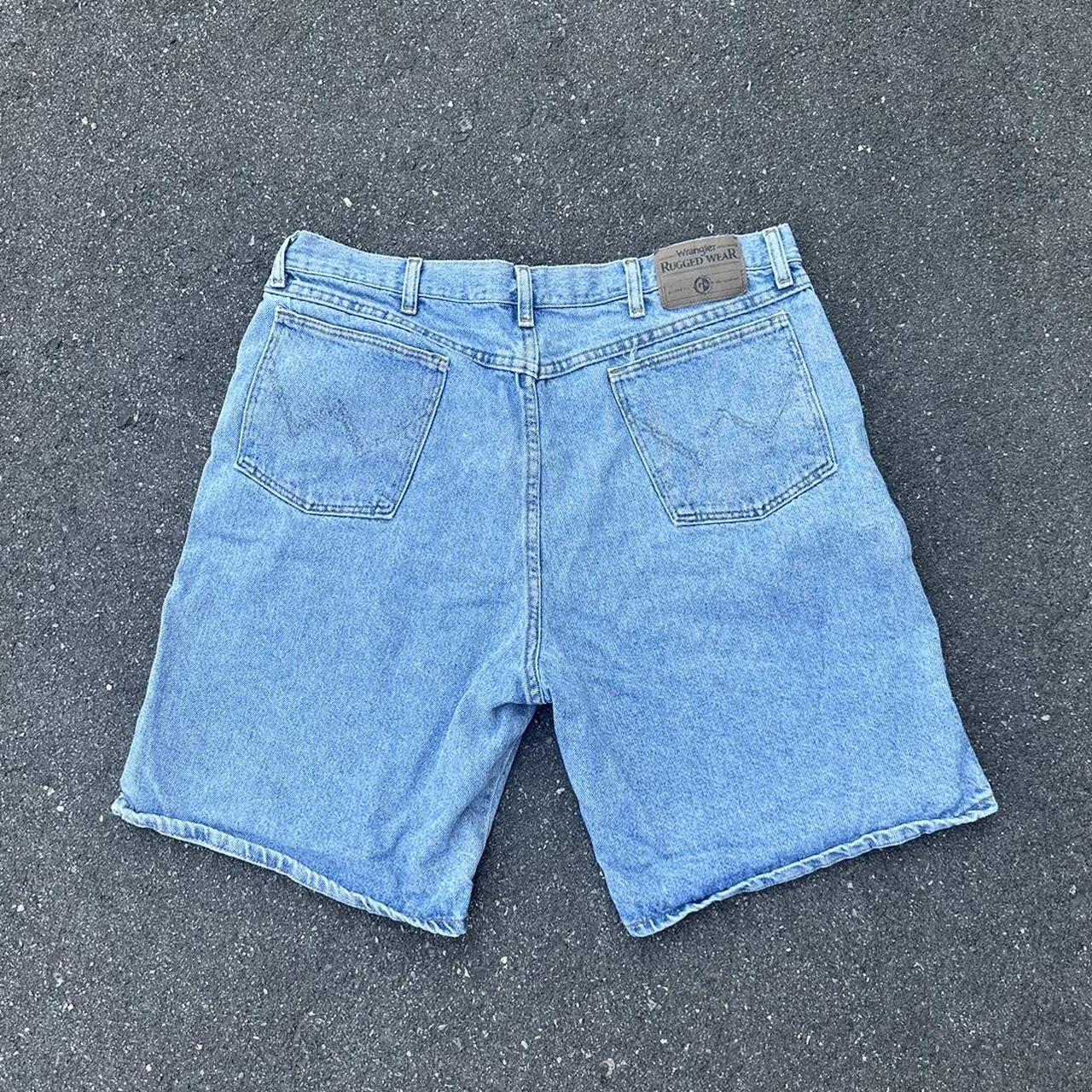 Wrangler Blue Jean Shorts - Size 38... - Depop