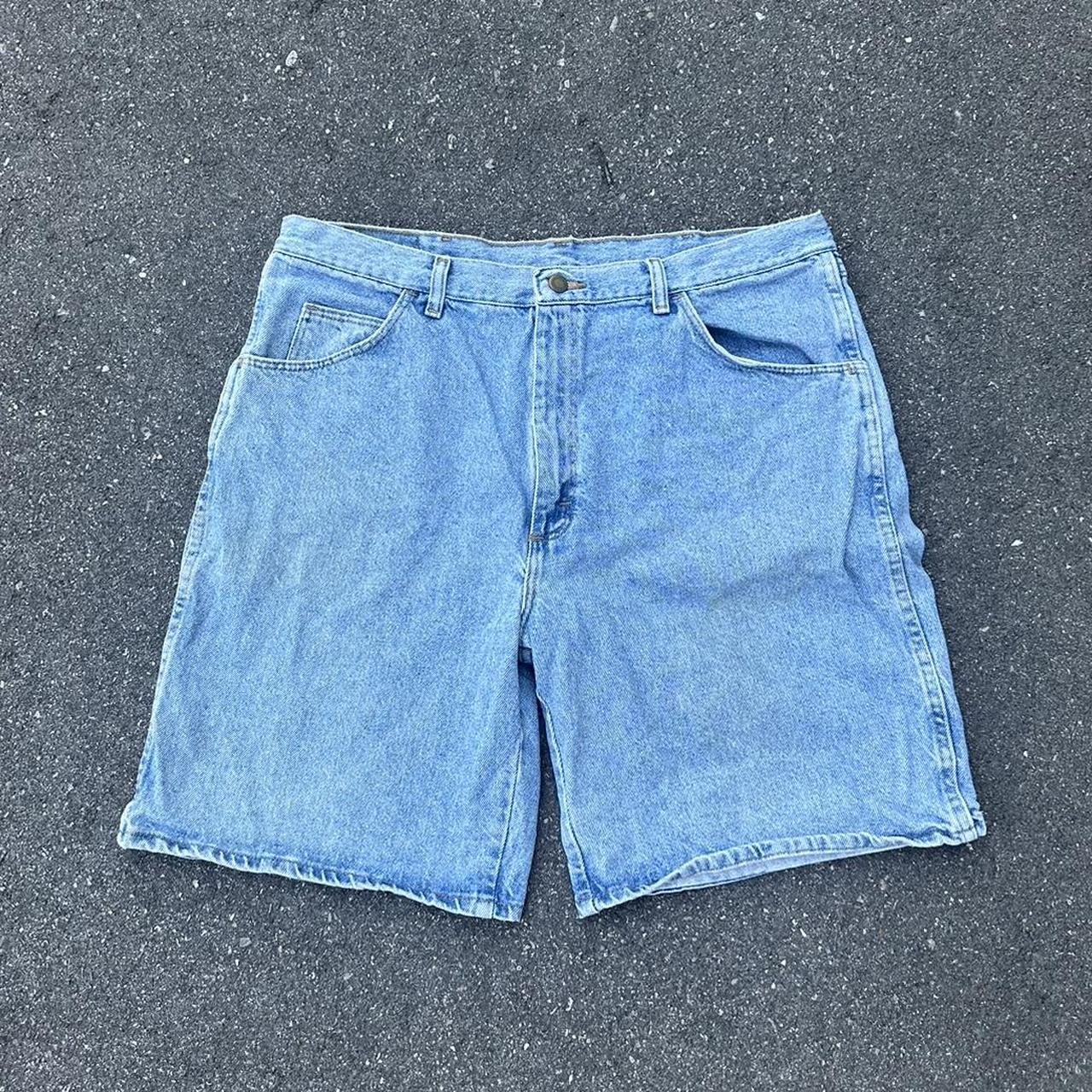 Wrangler Blue Jean Shorts - Size 38... - Depop