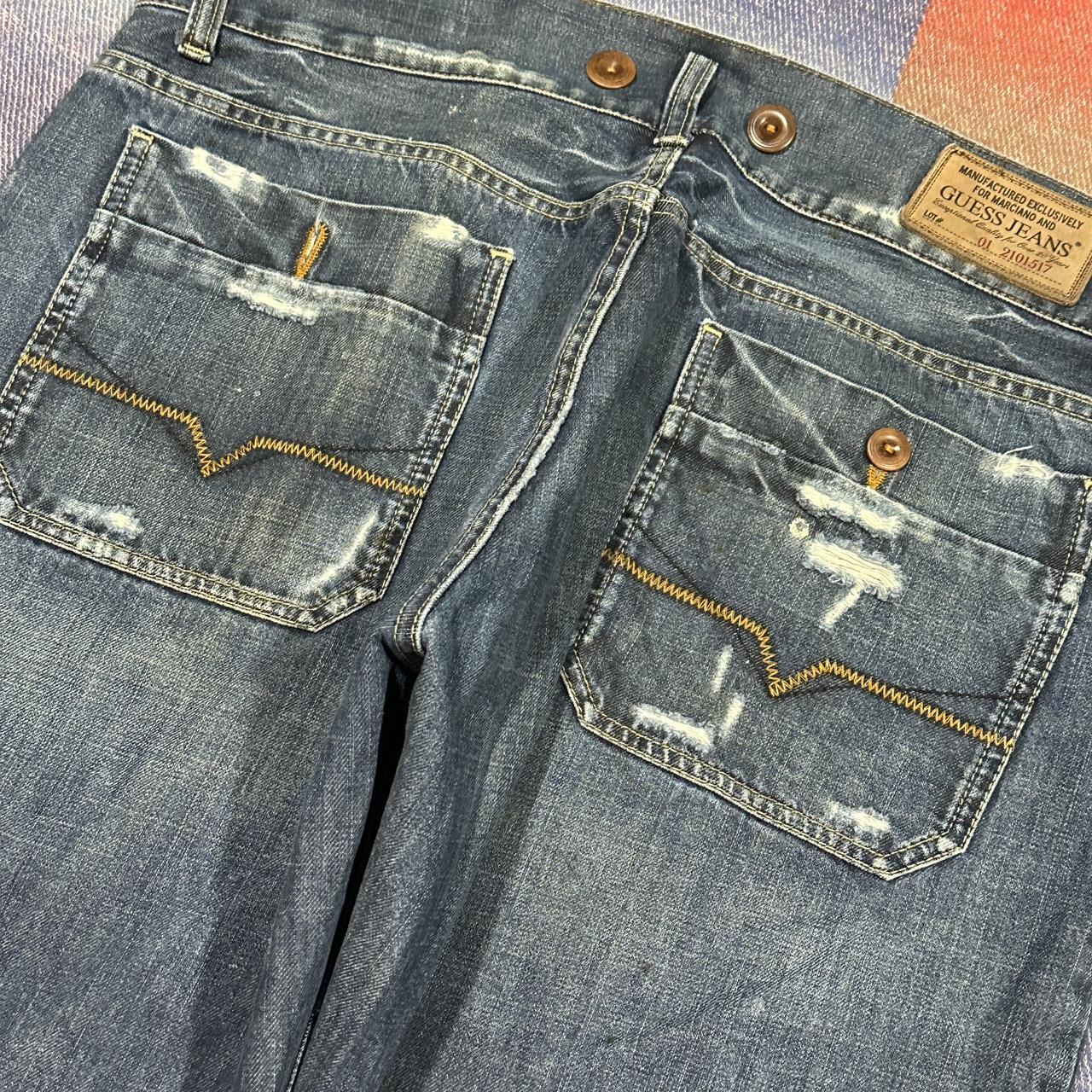 Vintage Y2K Baggy Distressed Flared Guess Depop