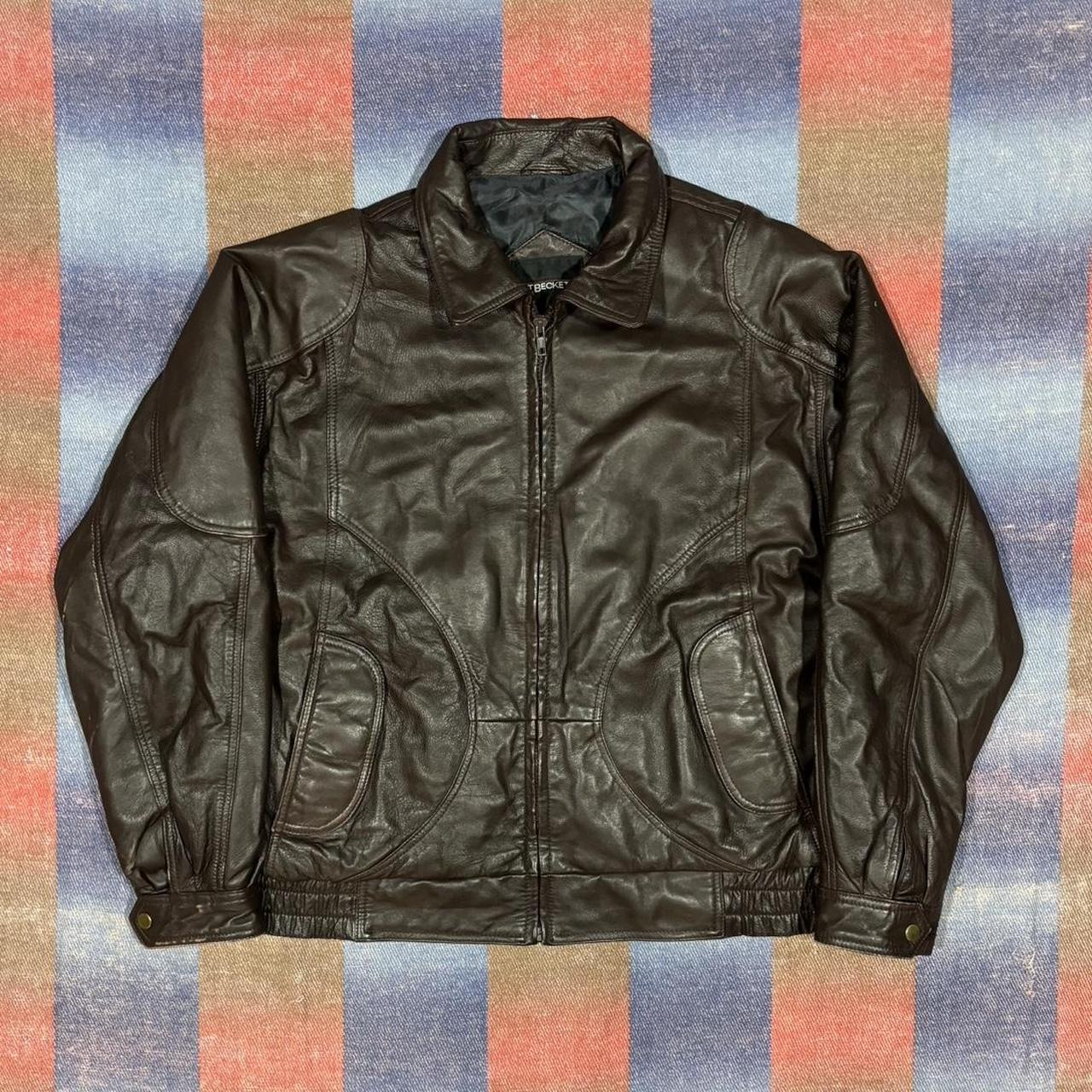 Vintage JT Beckett Brown Leather Bomber... - Depop