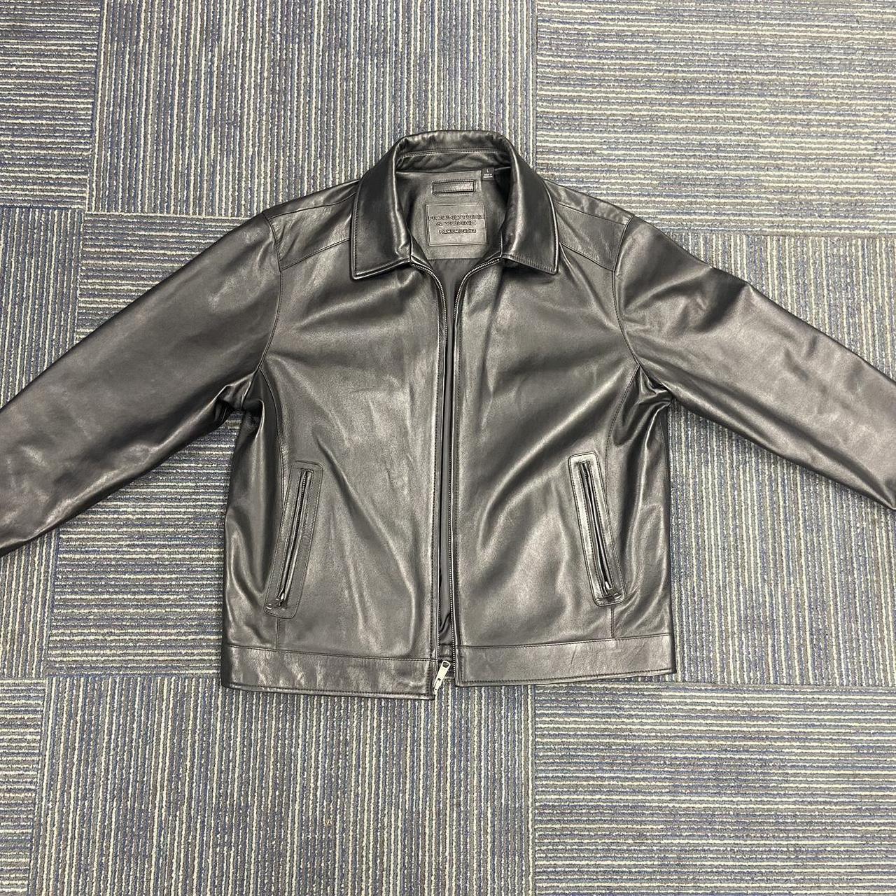 Roundtree and yorke black leather cheap jacket