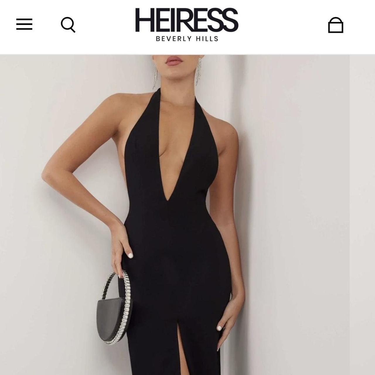 Black halter plunge neckline slit maxi dress - HEIRESS BEVERLY HILLS