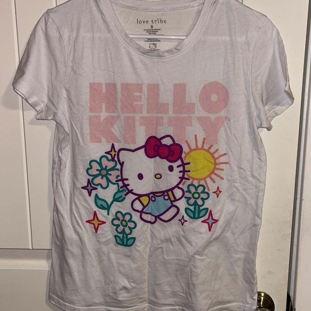 hello kitty white t-shirt slightly see-through (see... - Depop