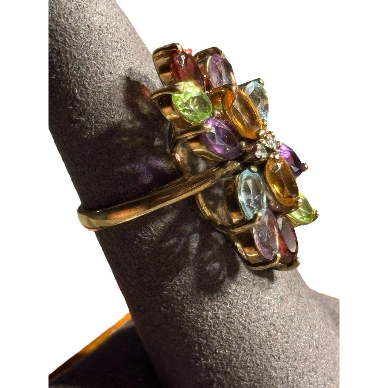 Women's Ring - Gold – Multi Gemstone Ring Sterlin… - image 4