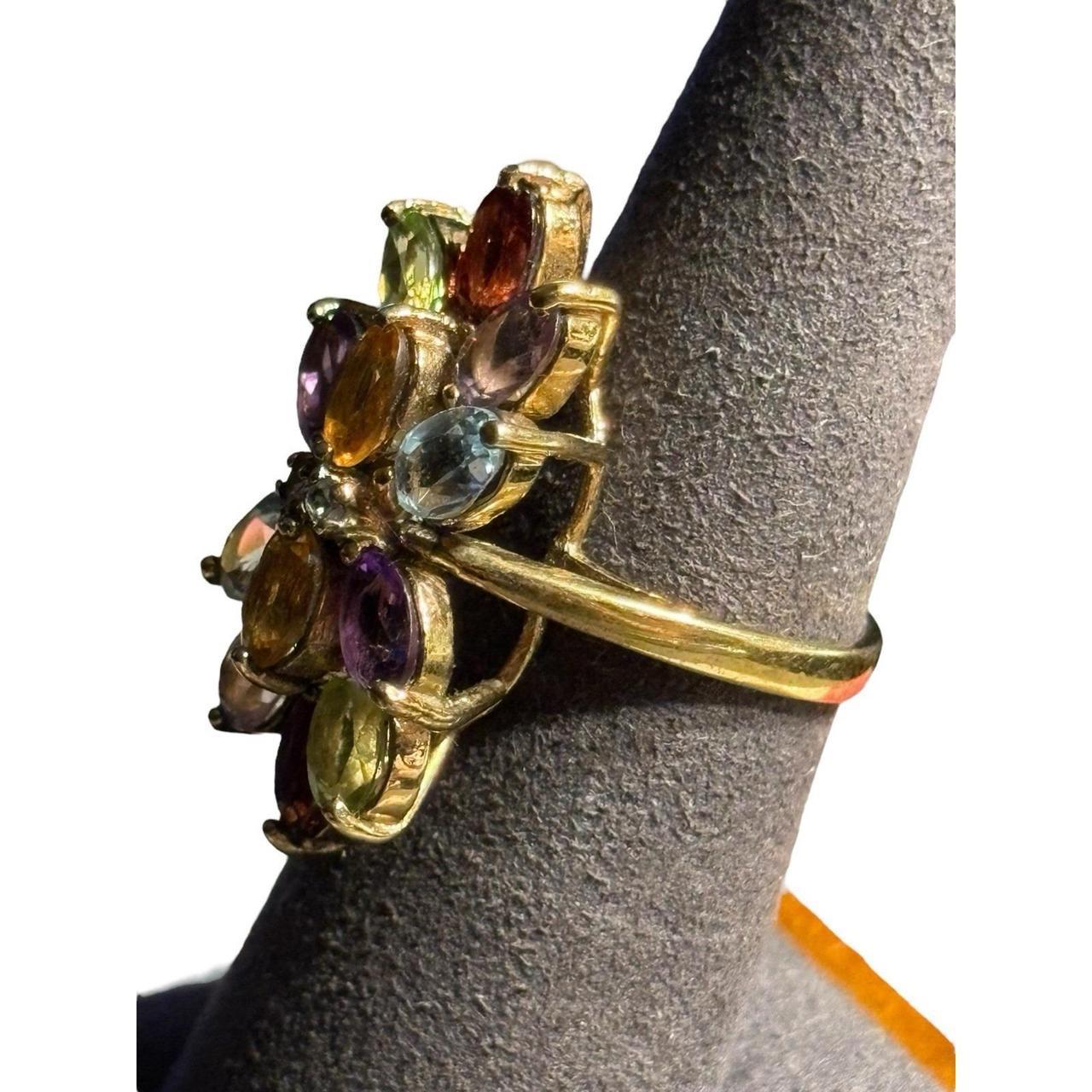 Women's Ring - Gold – Multi Gemstone Ring Sterlin… - image 3