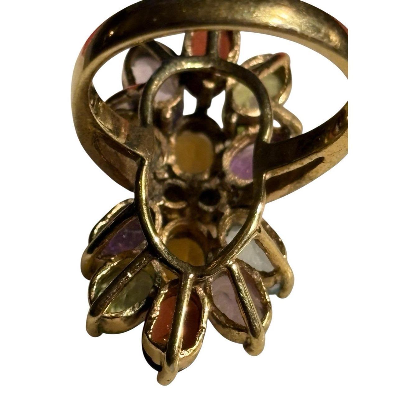 Women's Ring - Gold – Multi Gemstone Ring Sterlin… - image 6