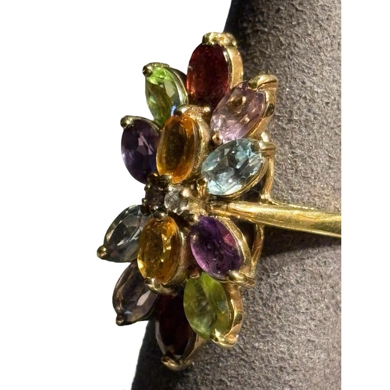 Women's Ring - Gold – Multi Gemstone Ring Sterlin… - image 2