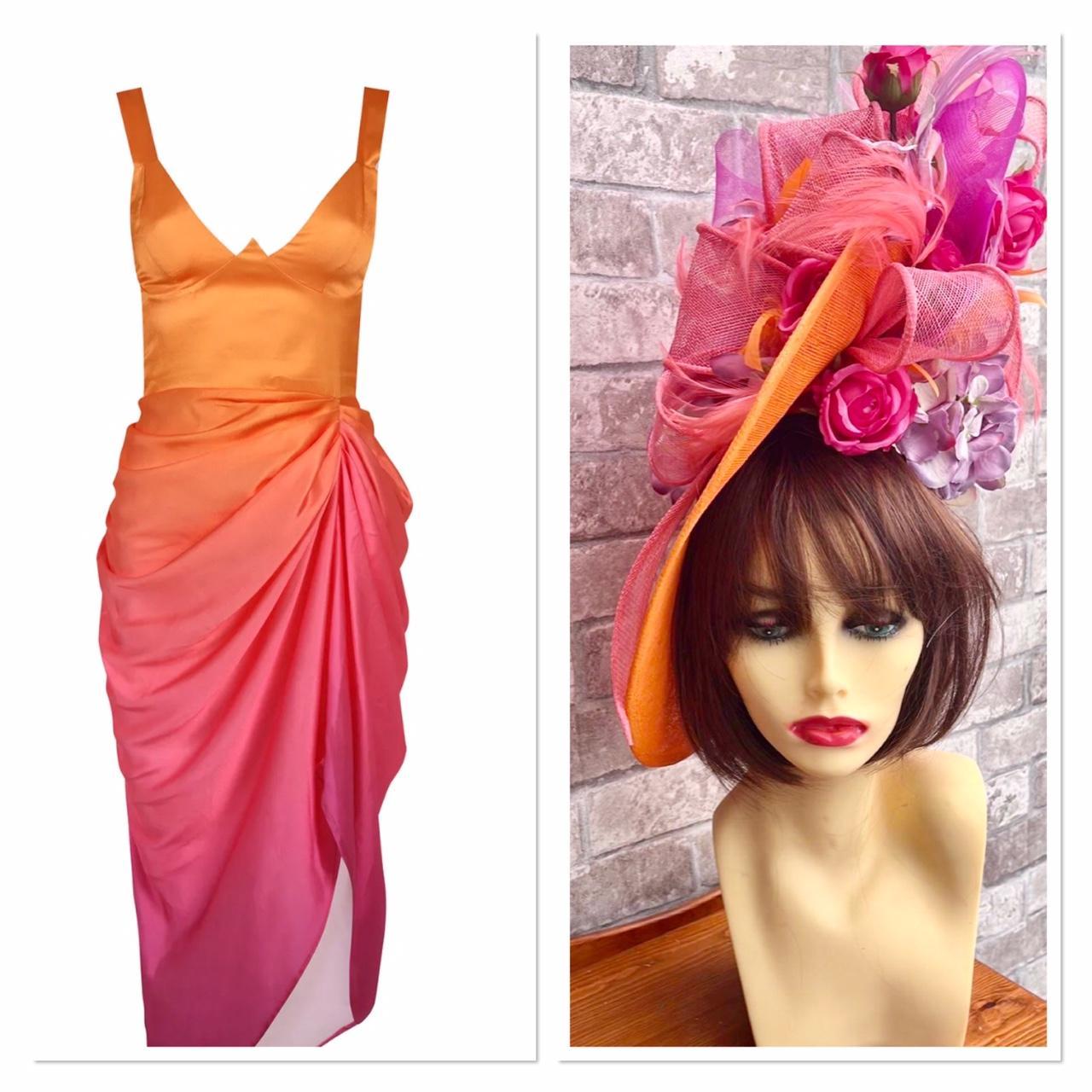 Forever Unique Womens Orange and Pink Dress | Depop